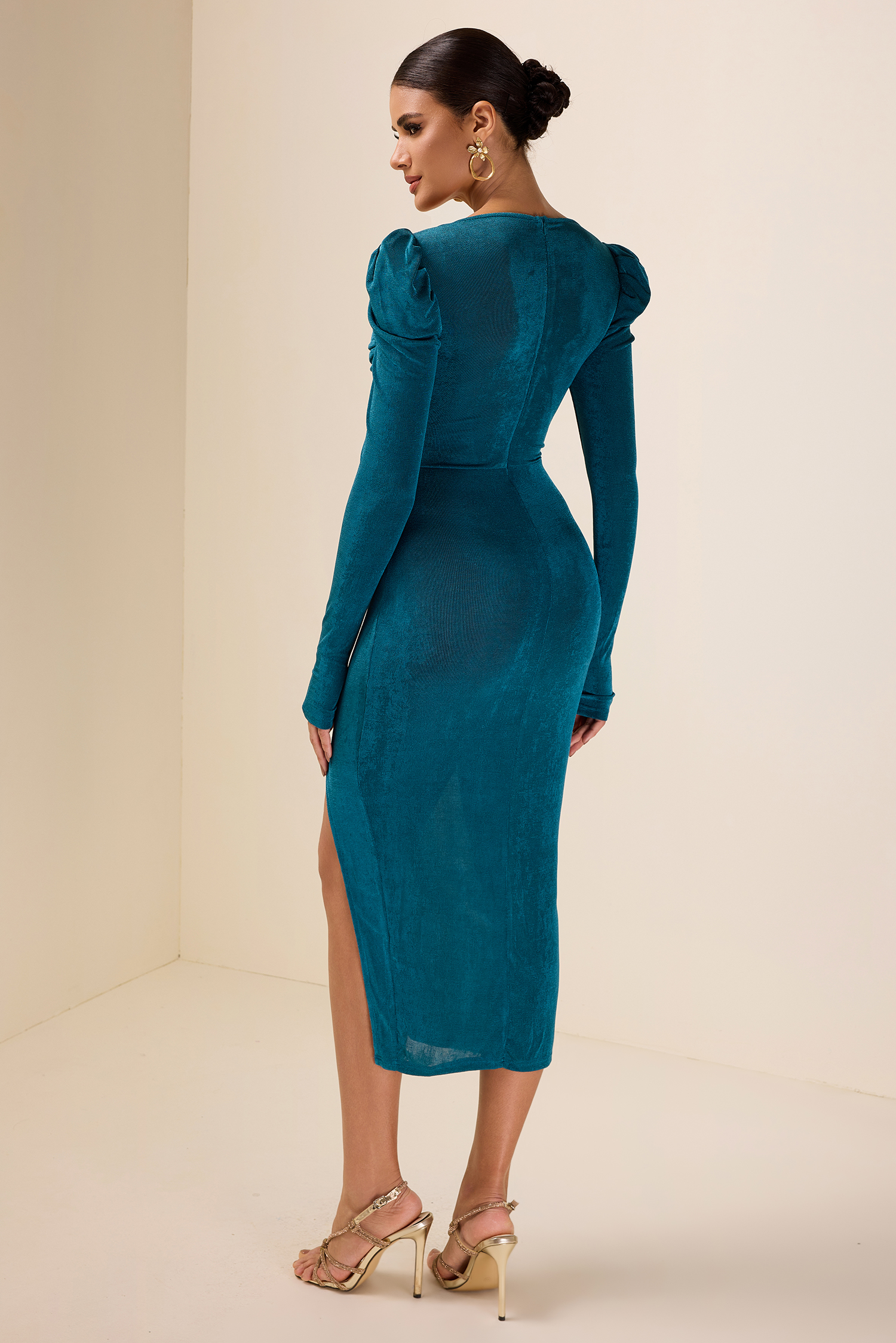 Solid Jersey Sweetheart Neck Midi Dress