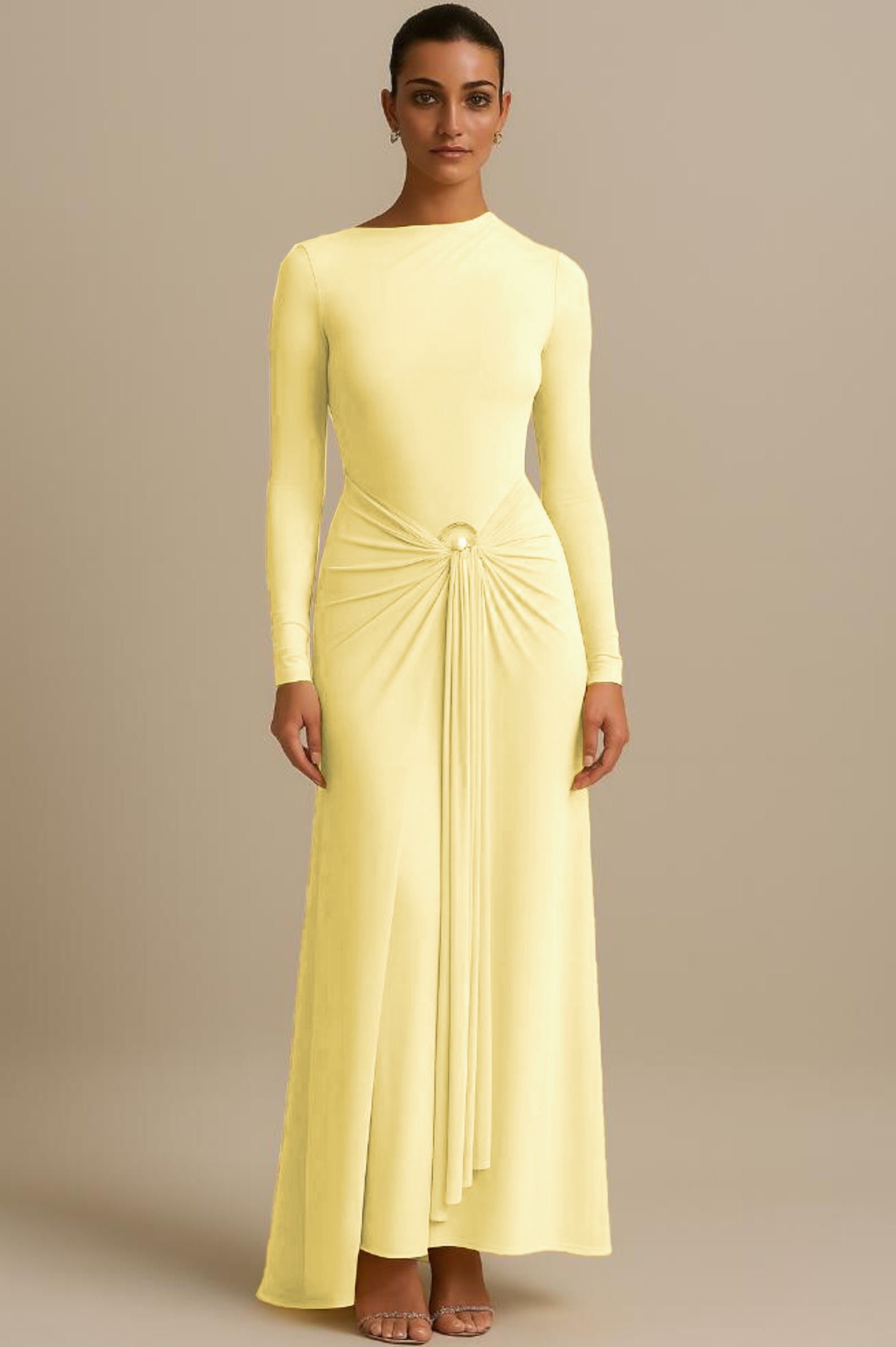 【7/21限定】yobiotop long knit dress 2024ss LOOBIS Women's 2024 Knit Long Sweater Dress Stand Collar
