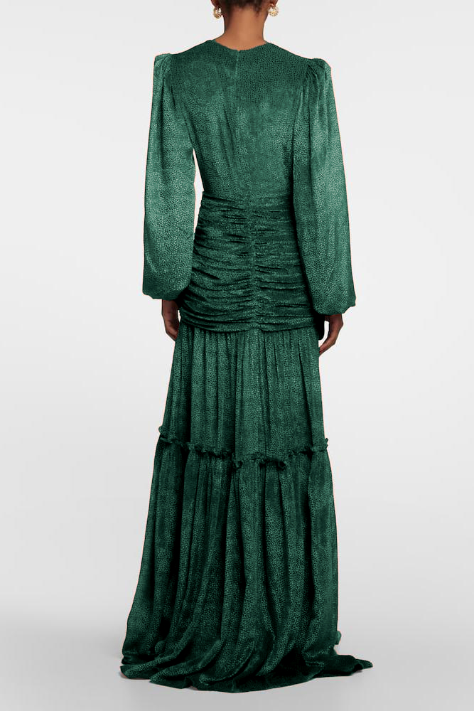 Jersey Ruched Long Sleeve Maxi Dress