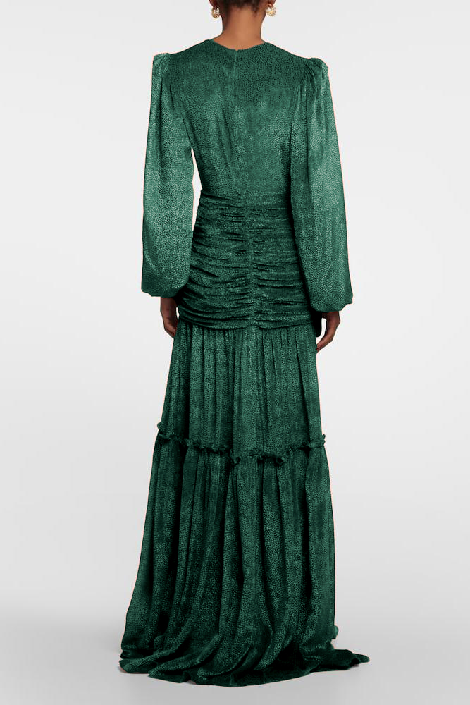 Jersey Ruched Long Sleeve Maxi Dress