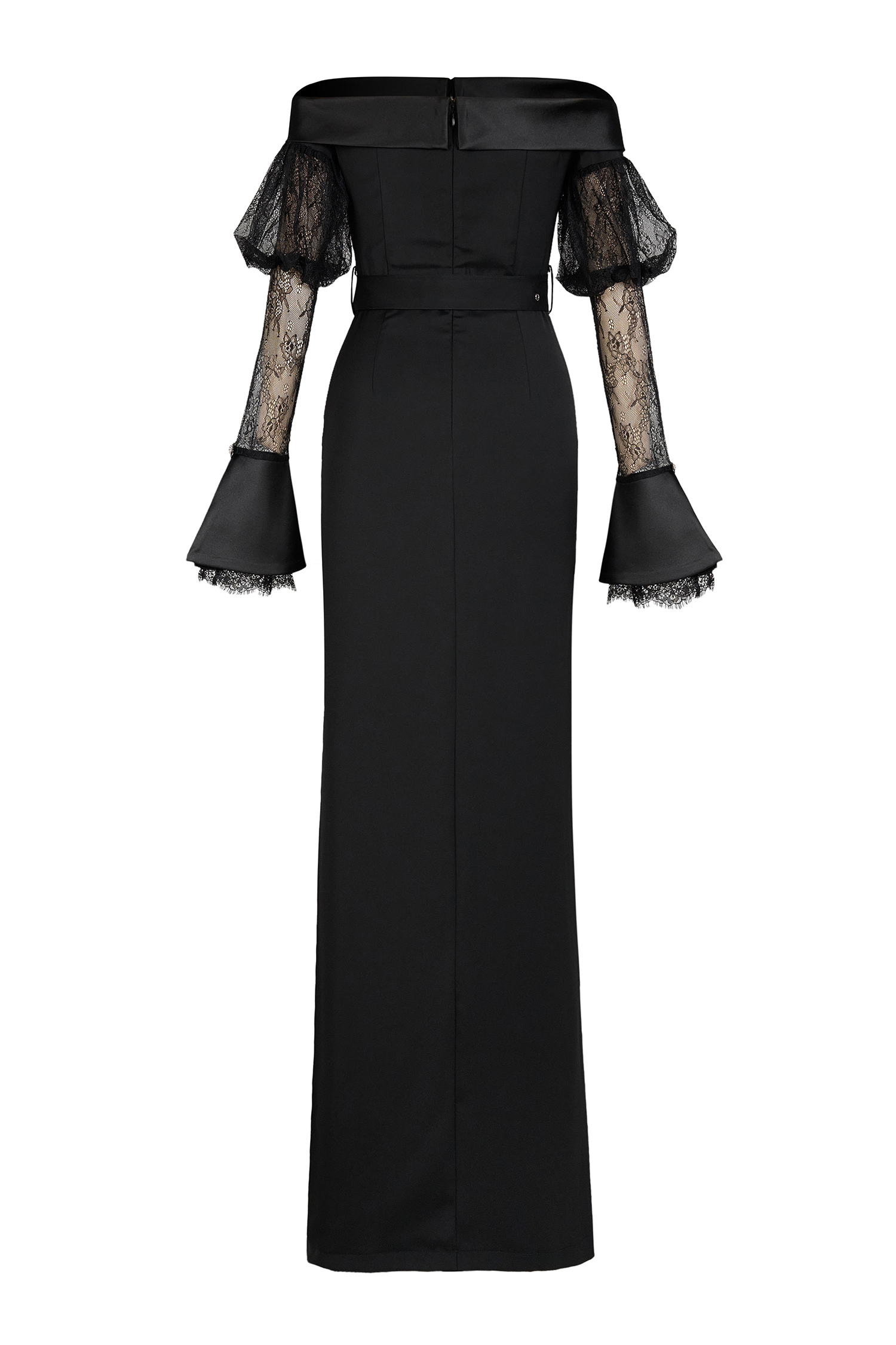 Lace See-Through Off-Shoulder Maxi Dress