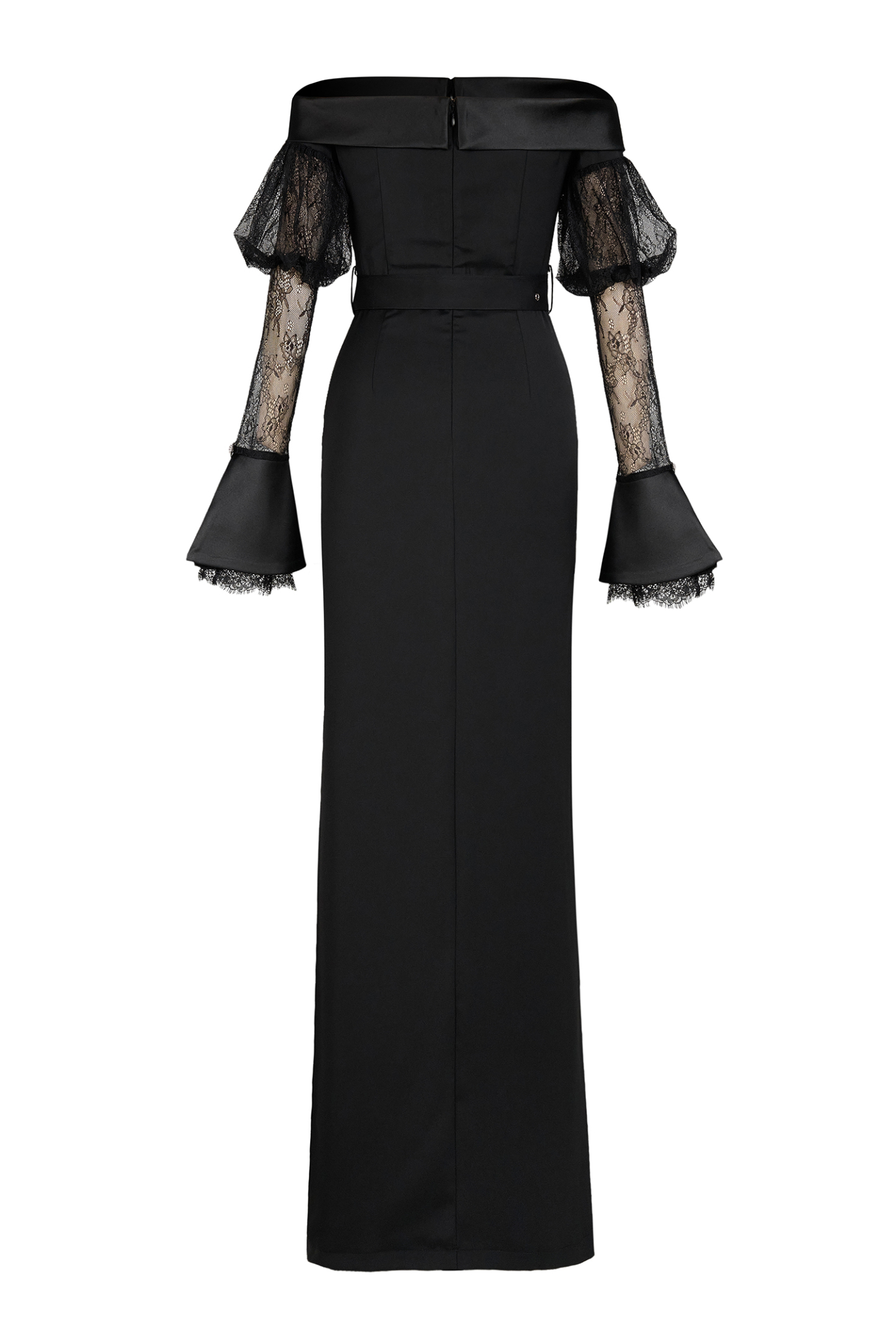 Lace See-Through Off-Shoulder Maxi Dress