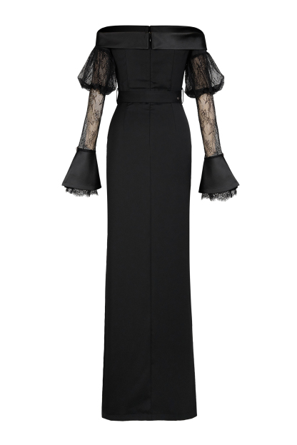 Lace See-Through Off-Shoulder Maxi Dress