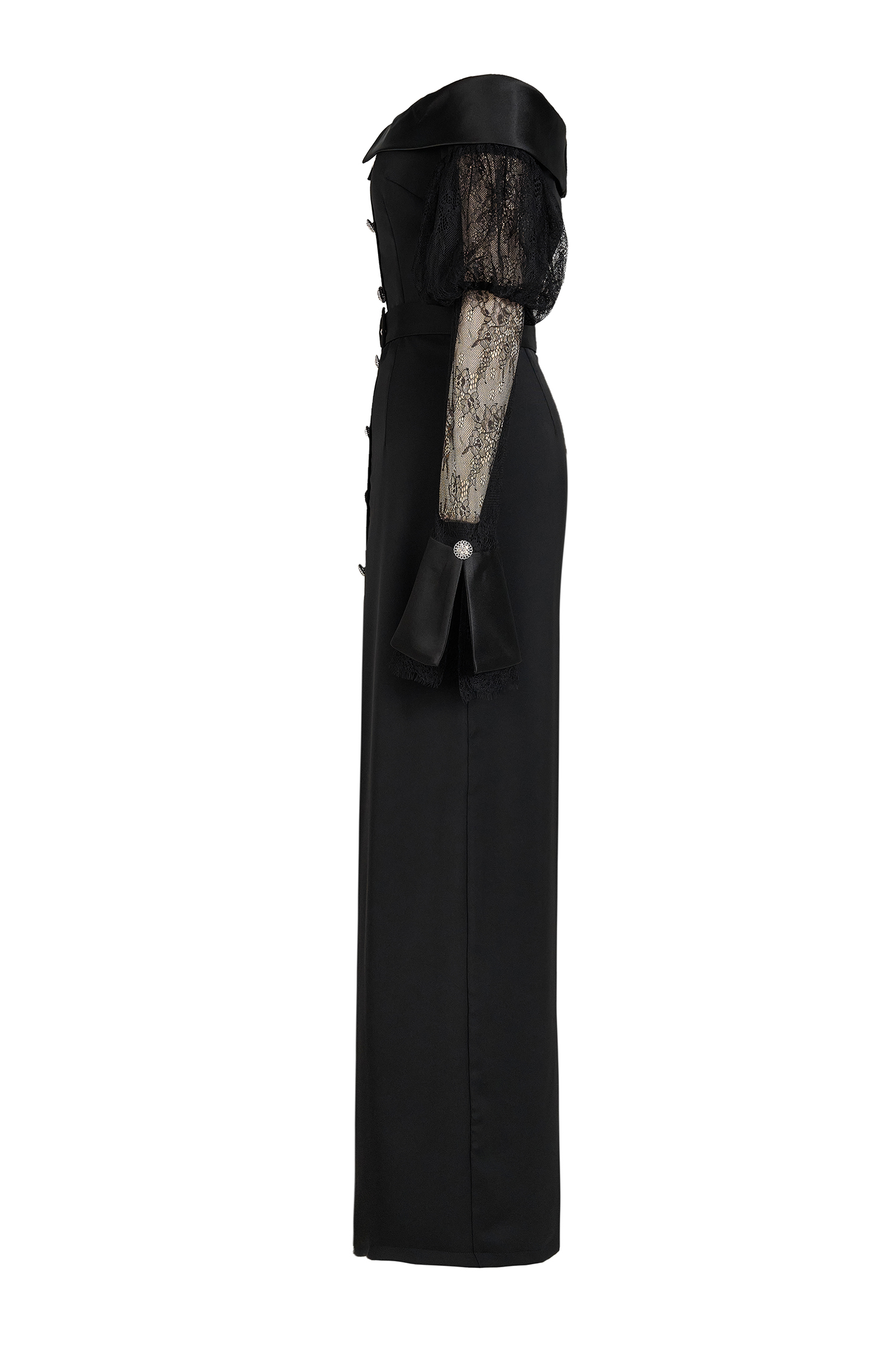 Lace See-Through Off-Shoulder Maxi Dress