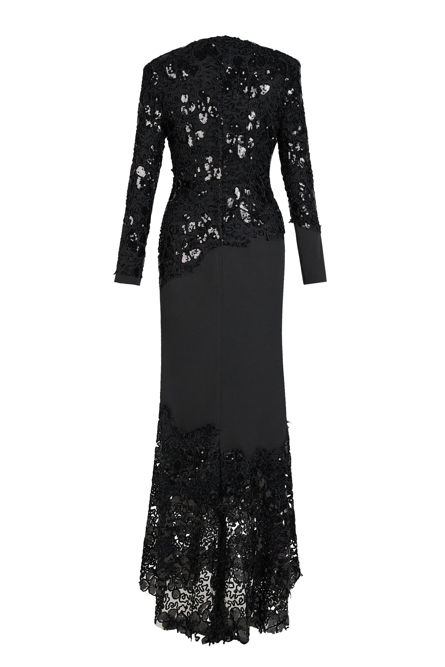 Sequin Splicing Embroidery Long Sleeve Maxi Dress
