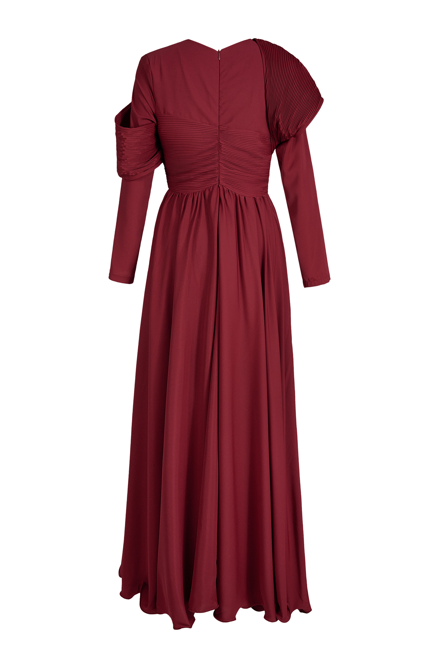 Solid Ruched 3D Flower Maxi Dress