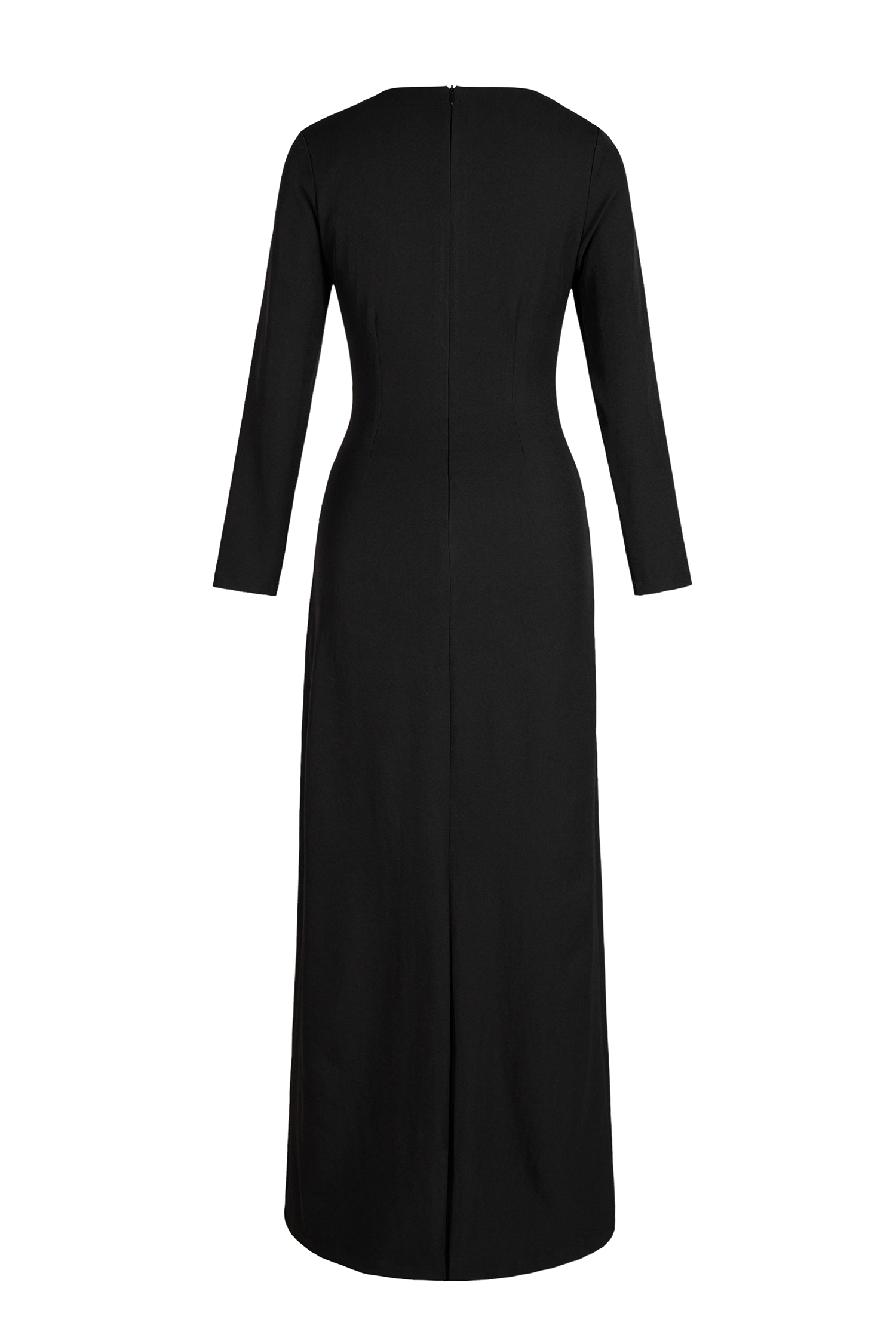 3D Flower Solid Long Sleeve Maxi Dress