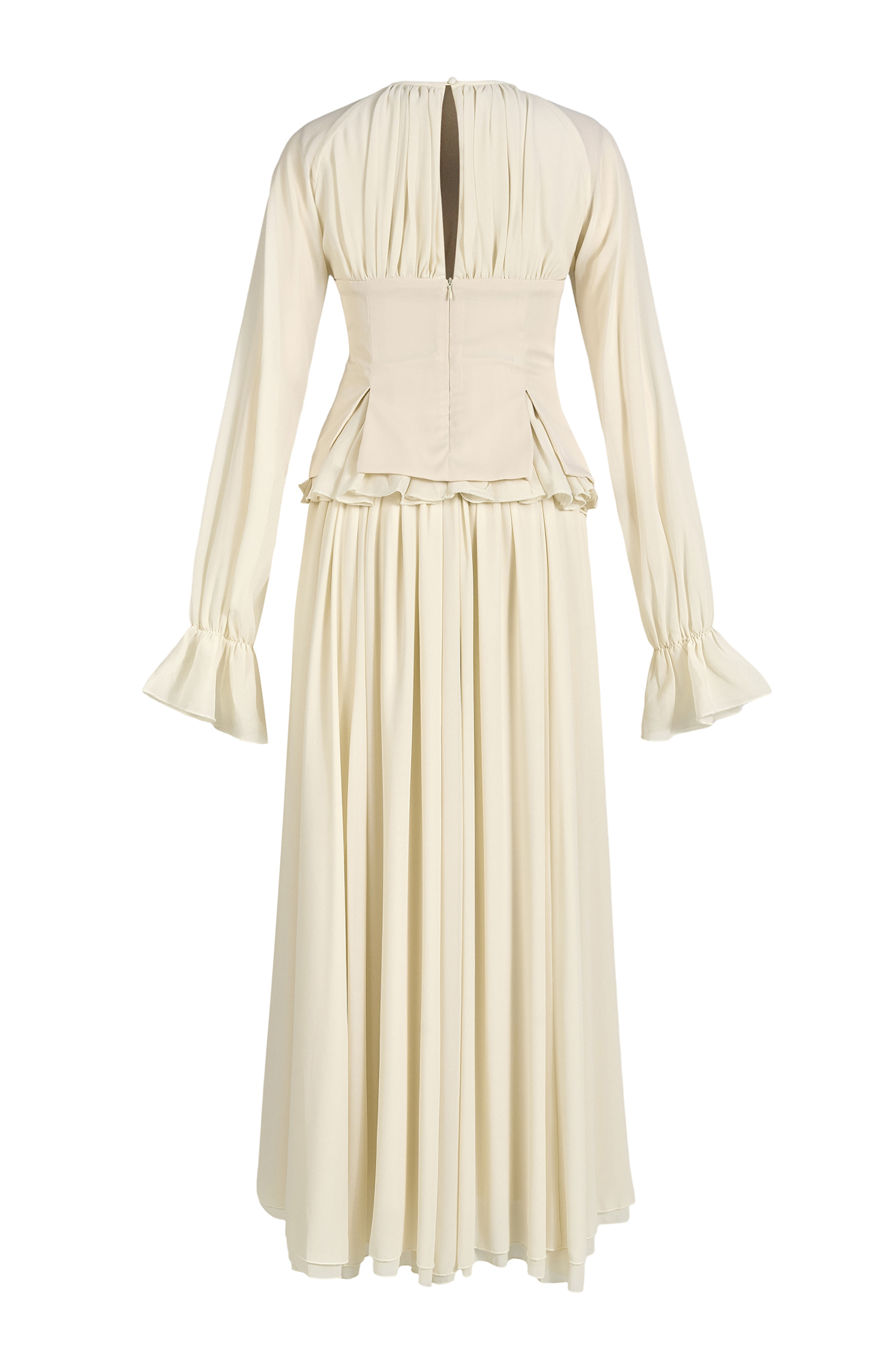 Chiffon Ruched Ruffle Top & Maxi Dress Set