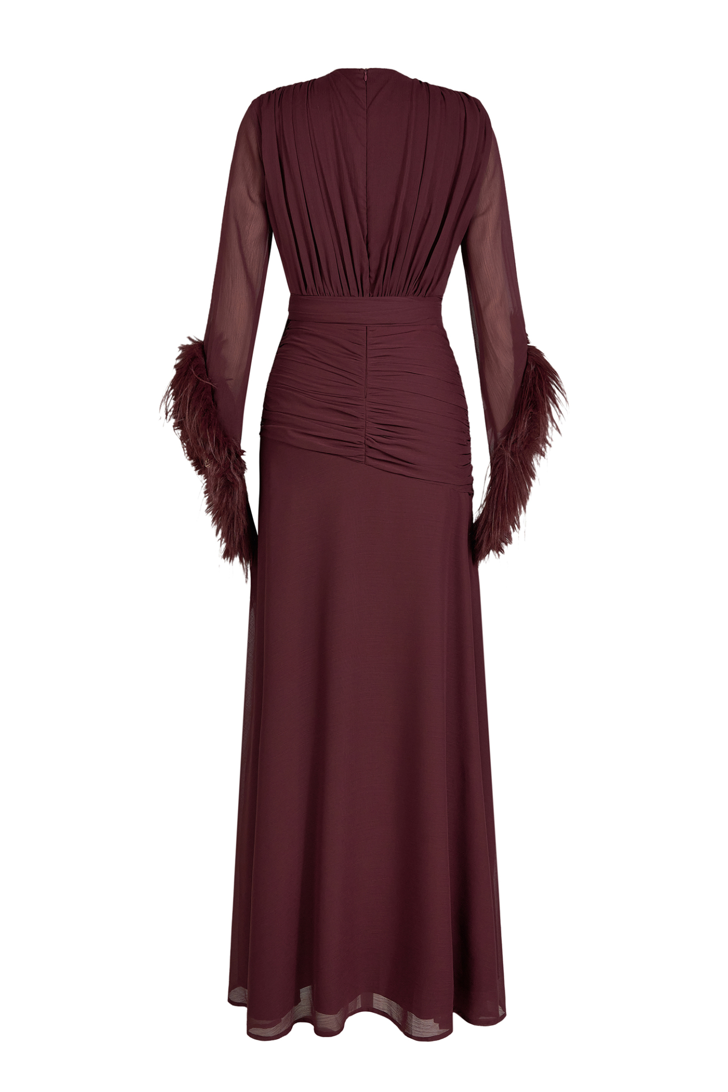 Chiffon Splicing Tassel V-Neck Maxi Dress With Belt
