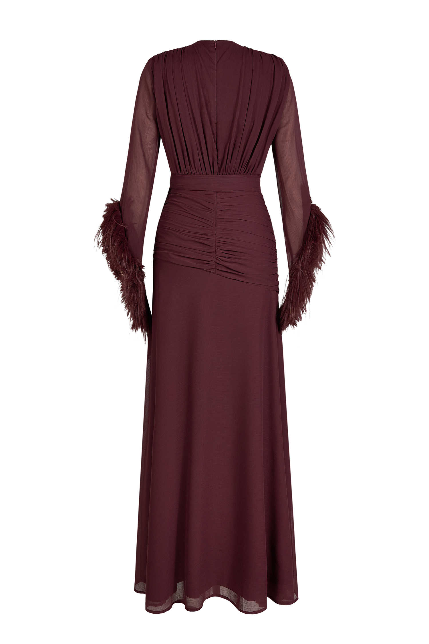 Chiffon Splicing Tassel V-Neck Maxi Dress With Belt