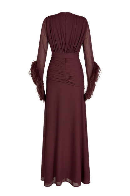 Chiffon Splicing Tassel V-Neck Maxi Dress With Belt