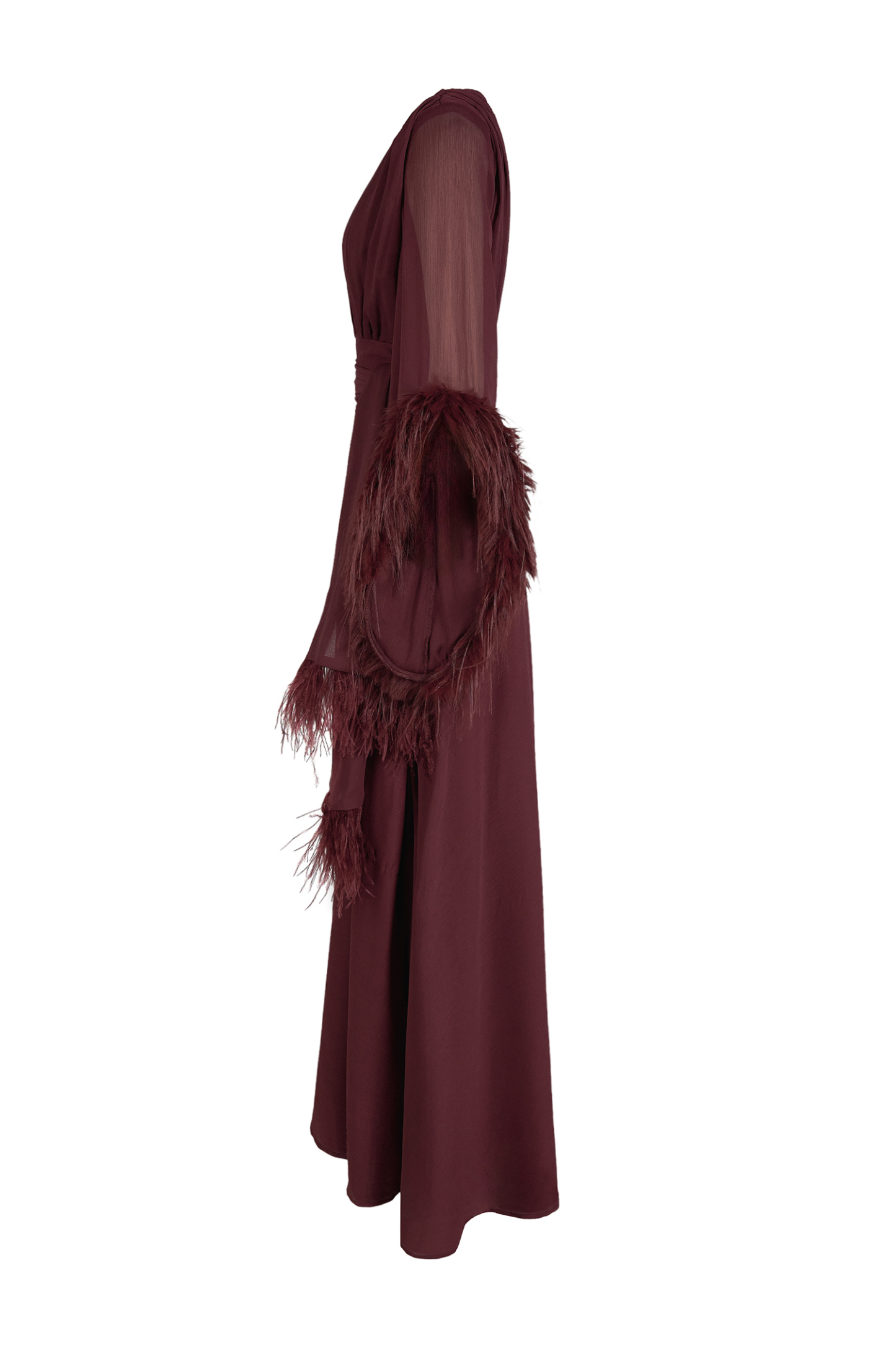 Chiffon Splicing Tassel V-Neck Maxi Dress With Belt