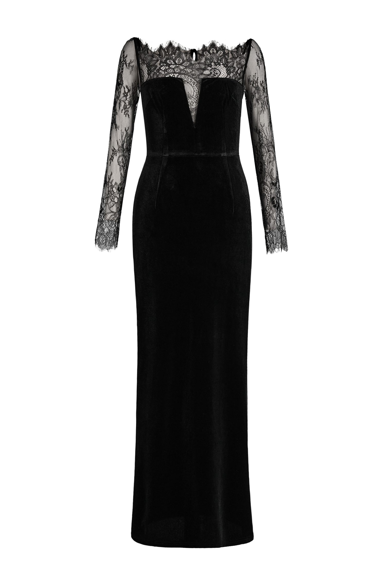 Velvet Splicing Lace Maxi Dress