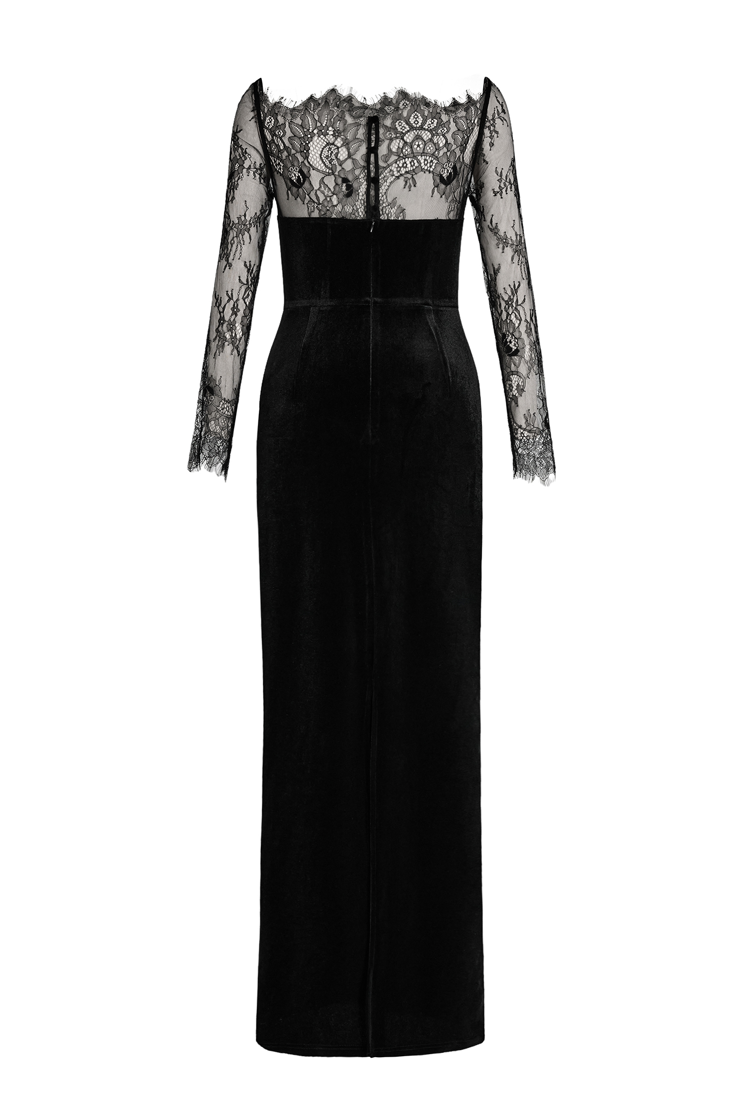 Velvet Splicing Lace Maxi Dress