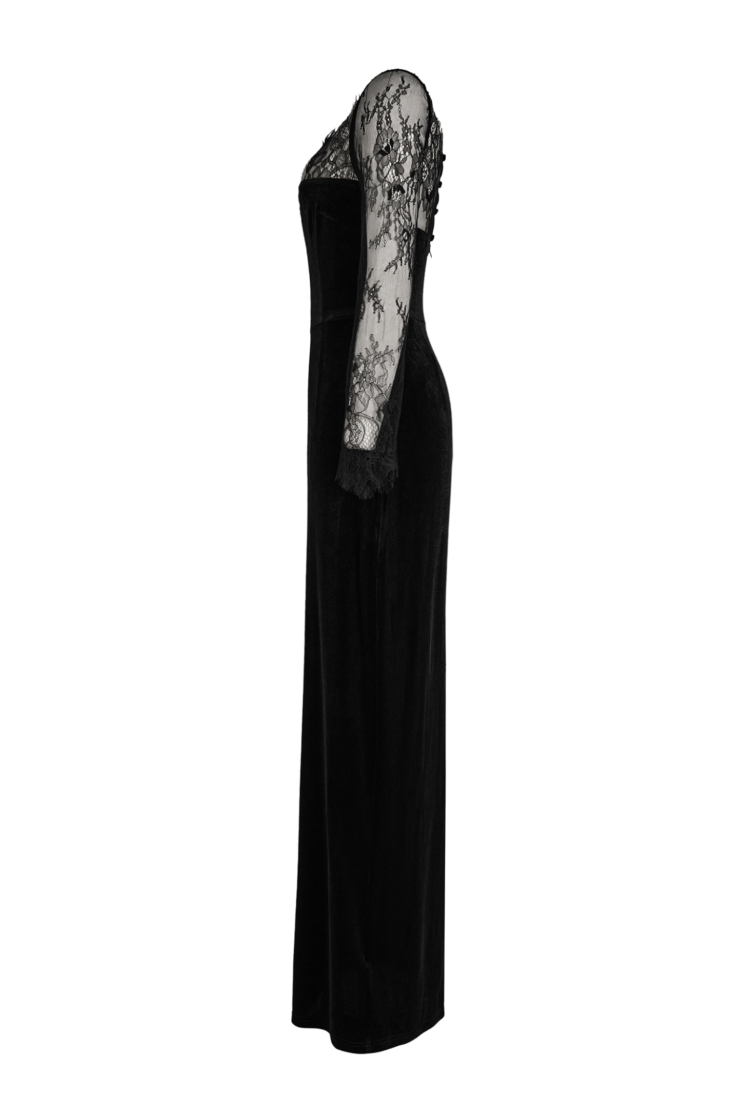 Velvet Splicing Lace Maxi Dress