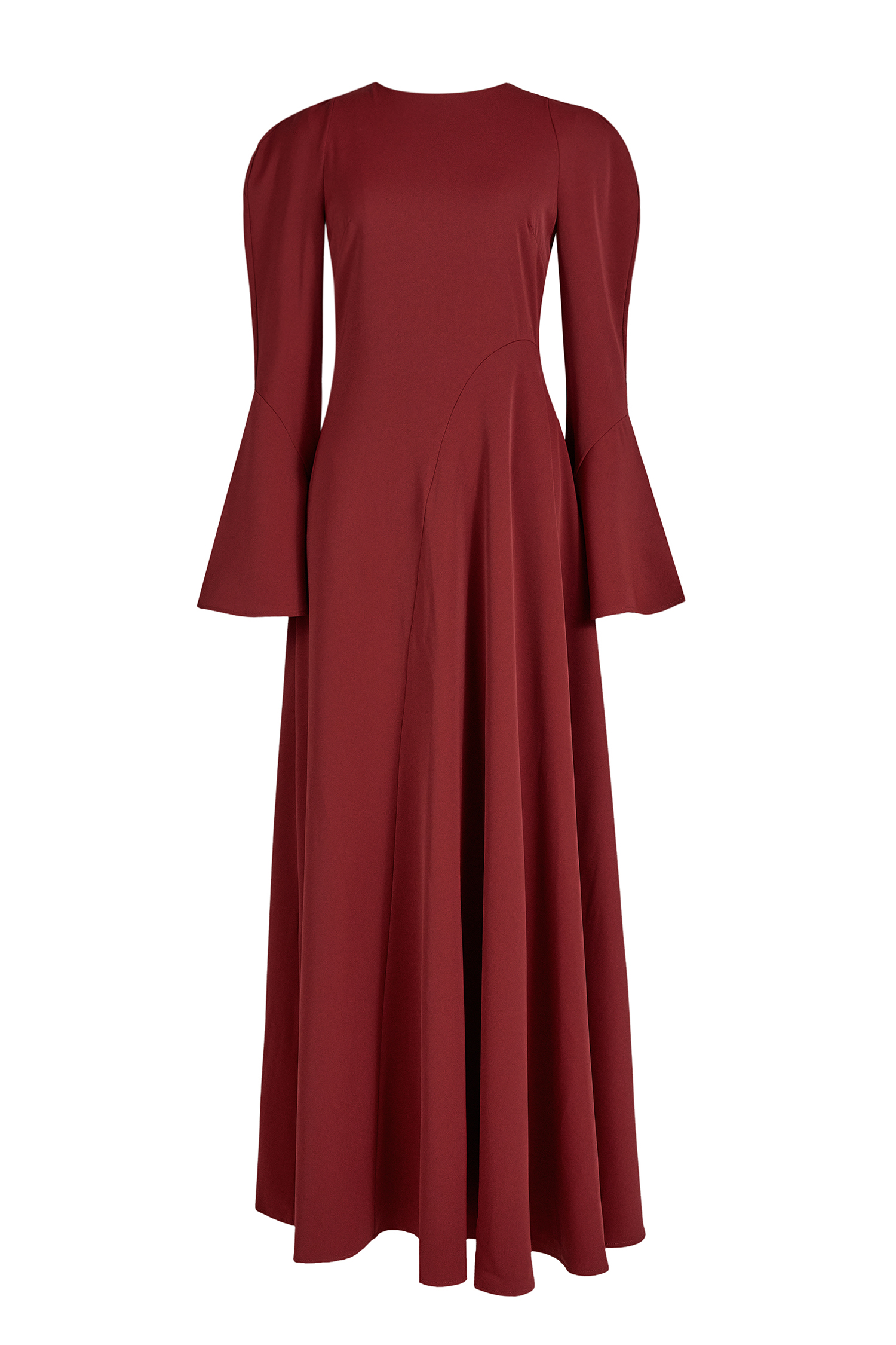 Solid Ruffle Long Sleeve Maxi Dress