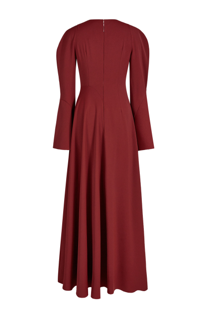 Solid Ruffle Long Sleeve Maxi Dress