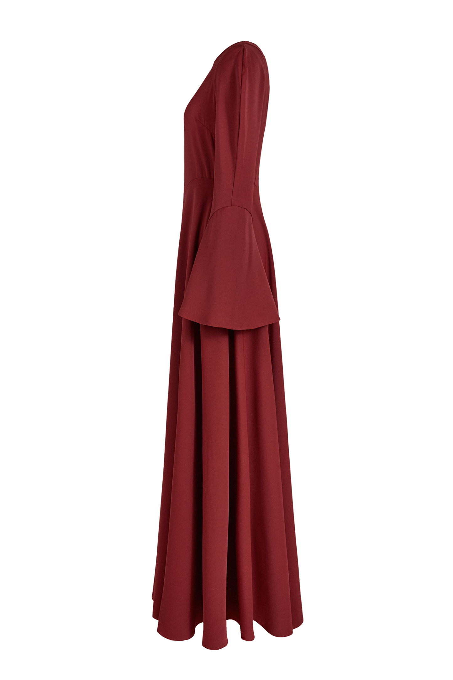 Solid Ruffle Long Sleeve Maxi Dress