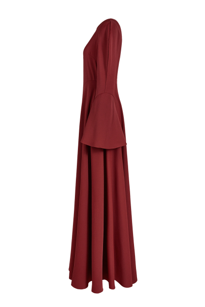 Solid Ruffle Long Sleeve Maxi Dress