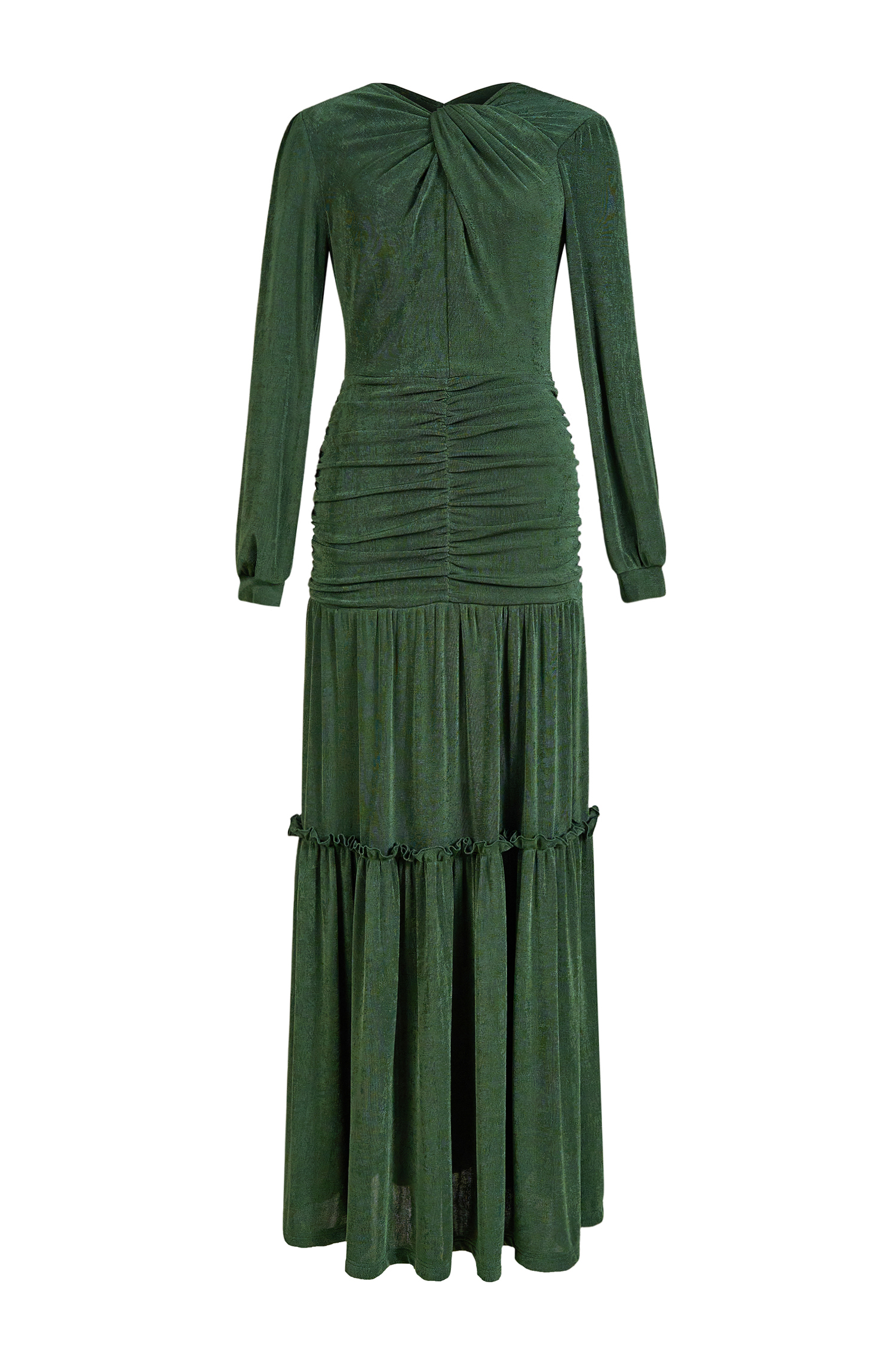 Jersey Ruched Long Sleeve Maxi Dress
