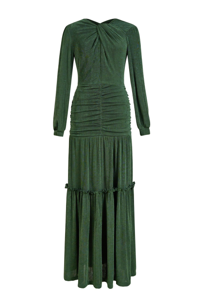 Jersey Ruched Long Sleeve Maxi Dress