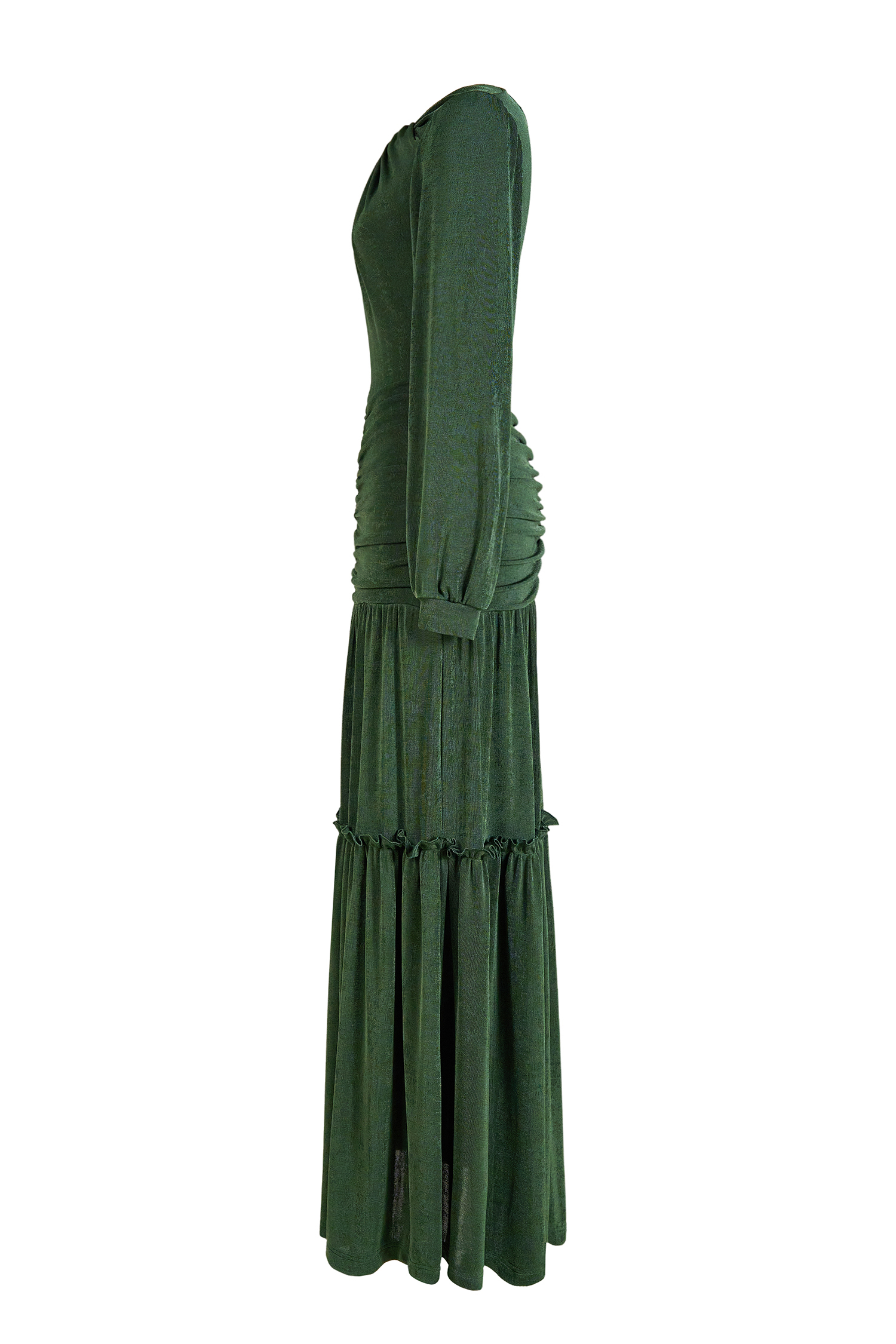 Jersey Ruched Long Sleeve Maxi Dress