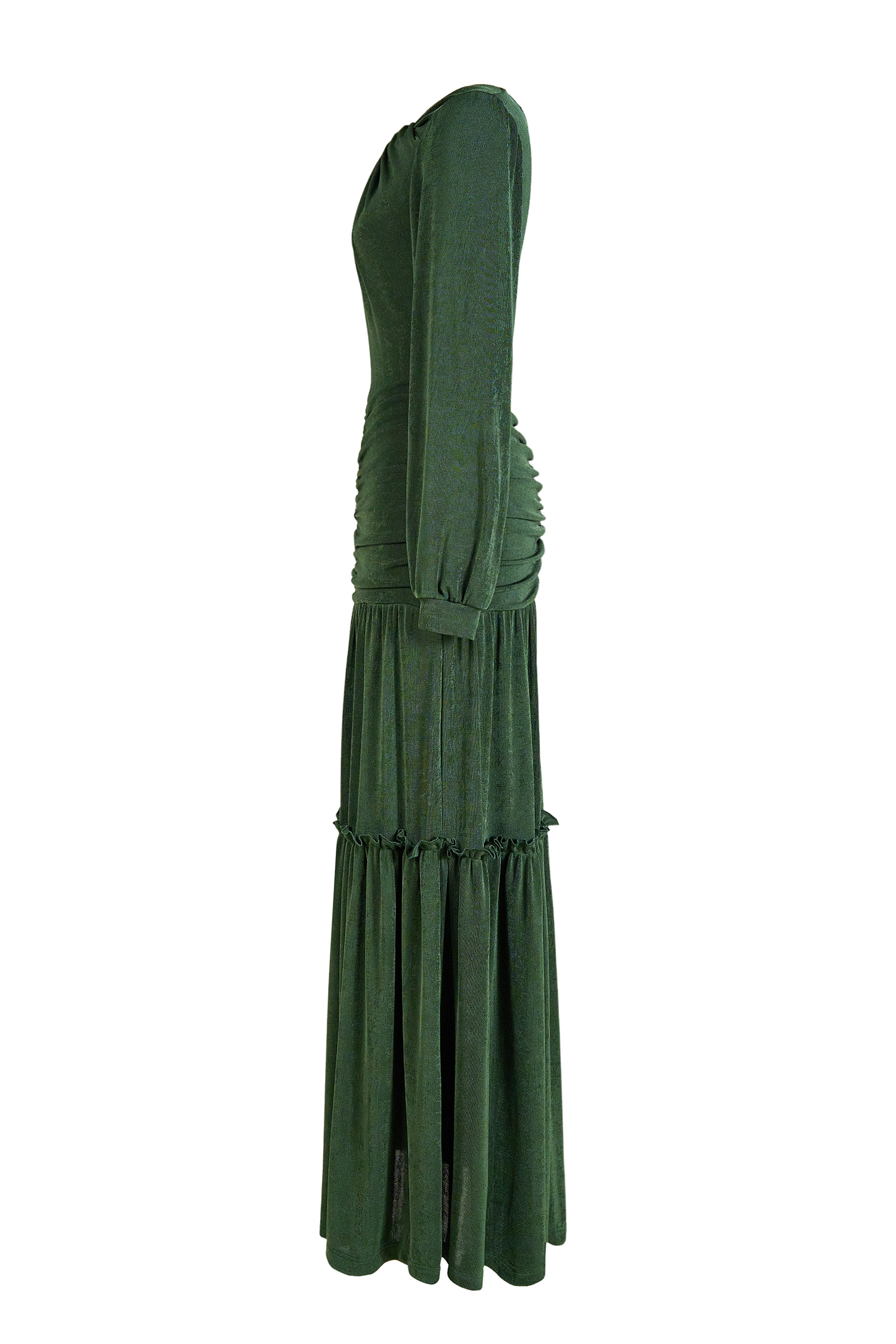 Jersey Ruched Long Sleeve Maxi Dress