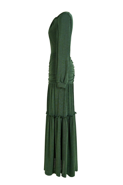 Jersey Ruched Long Sleeve Maxi Dress