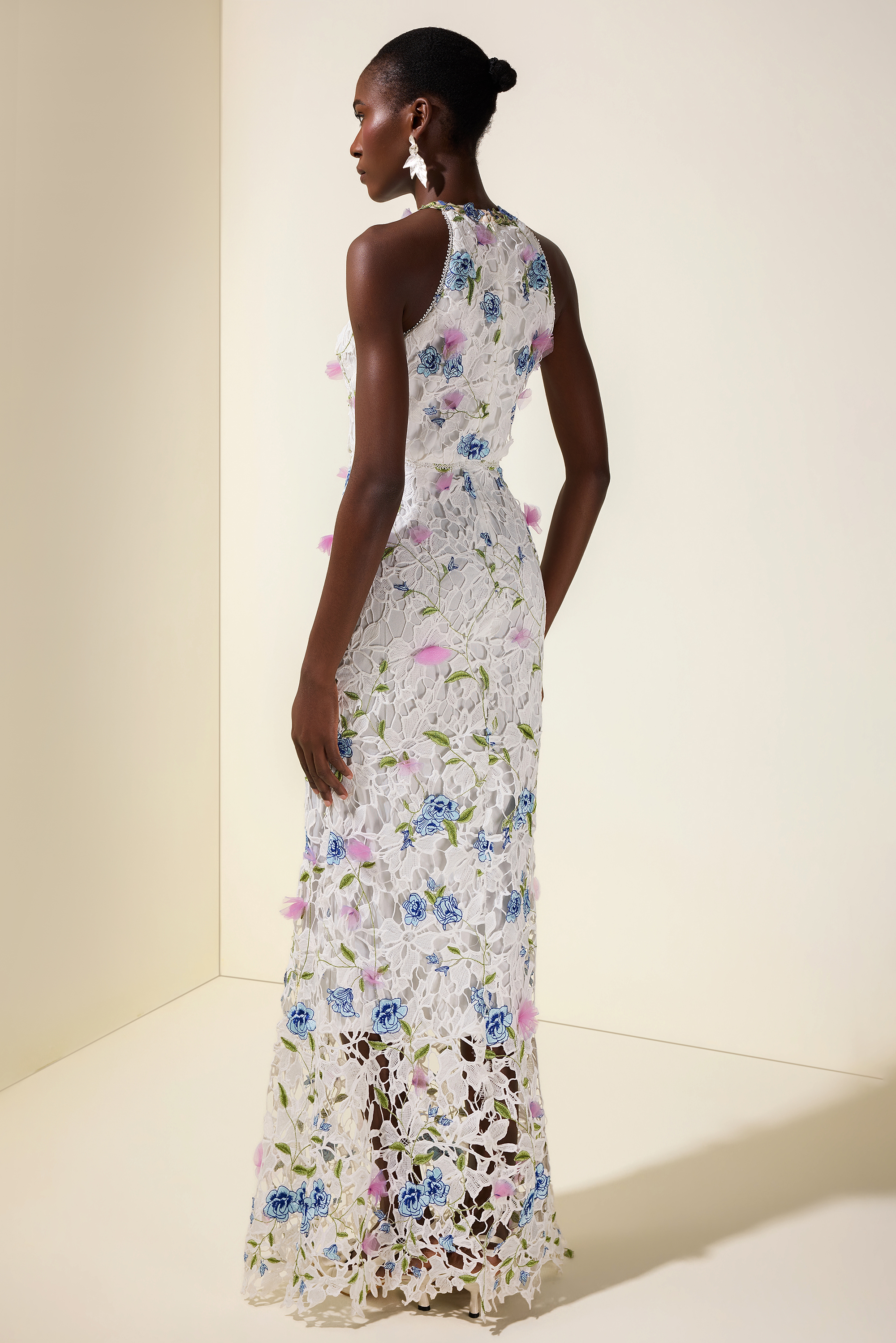 Lace Embroidered Sleeveless Maxi Dress