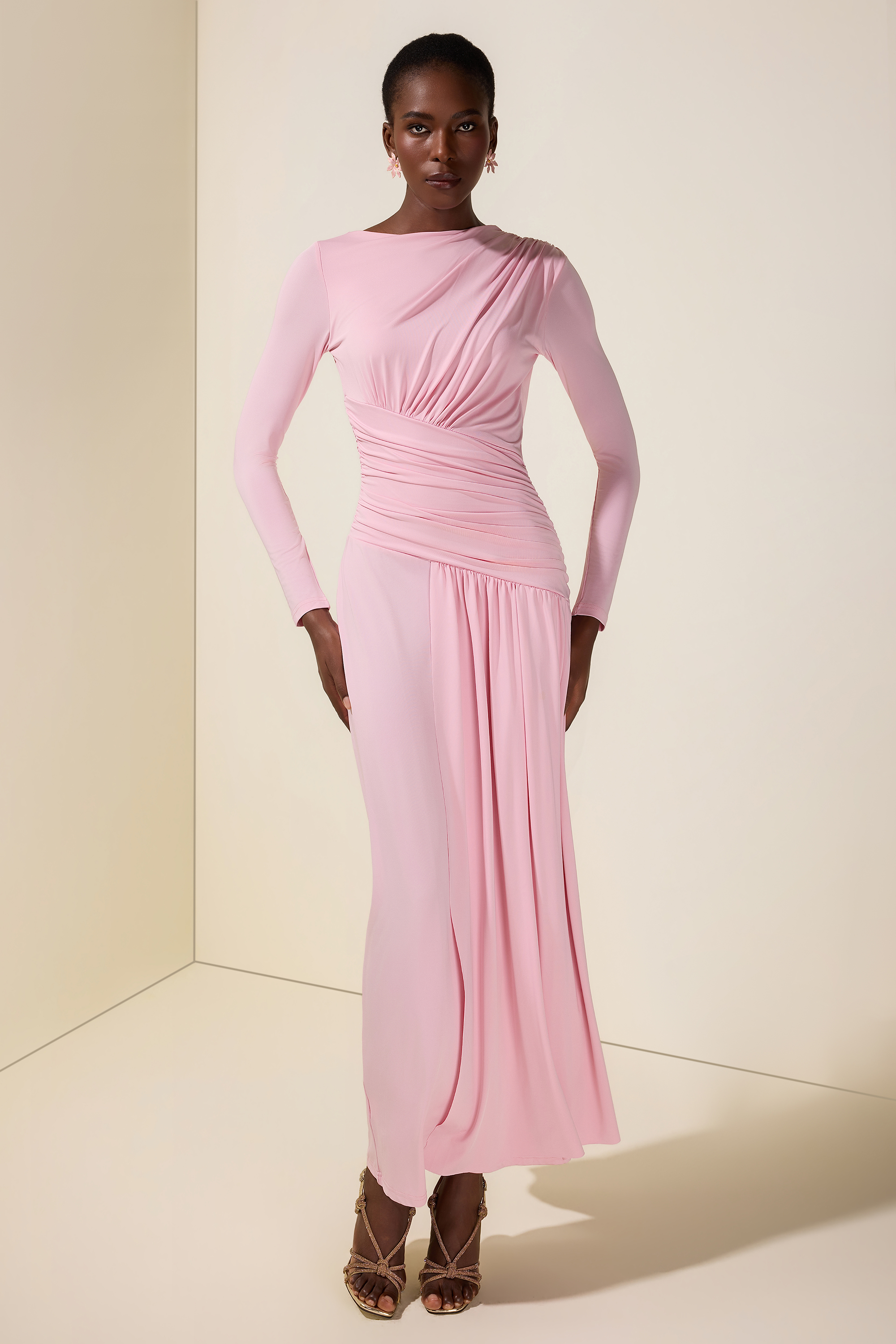 Jersey Long Sleeve Maxi Dress