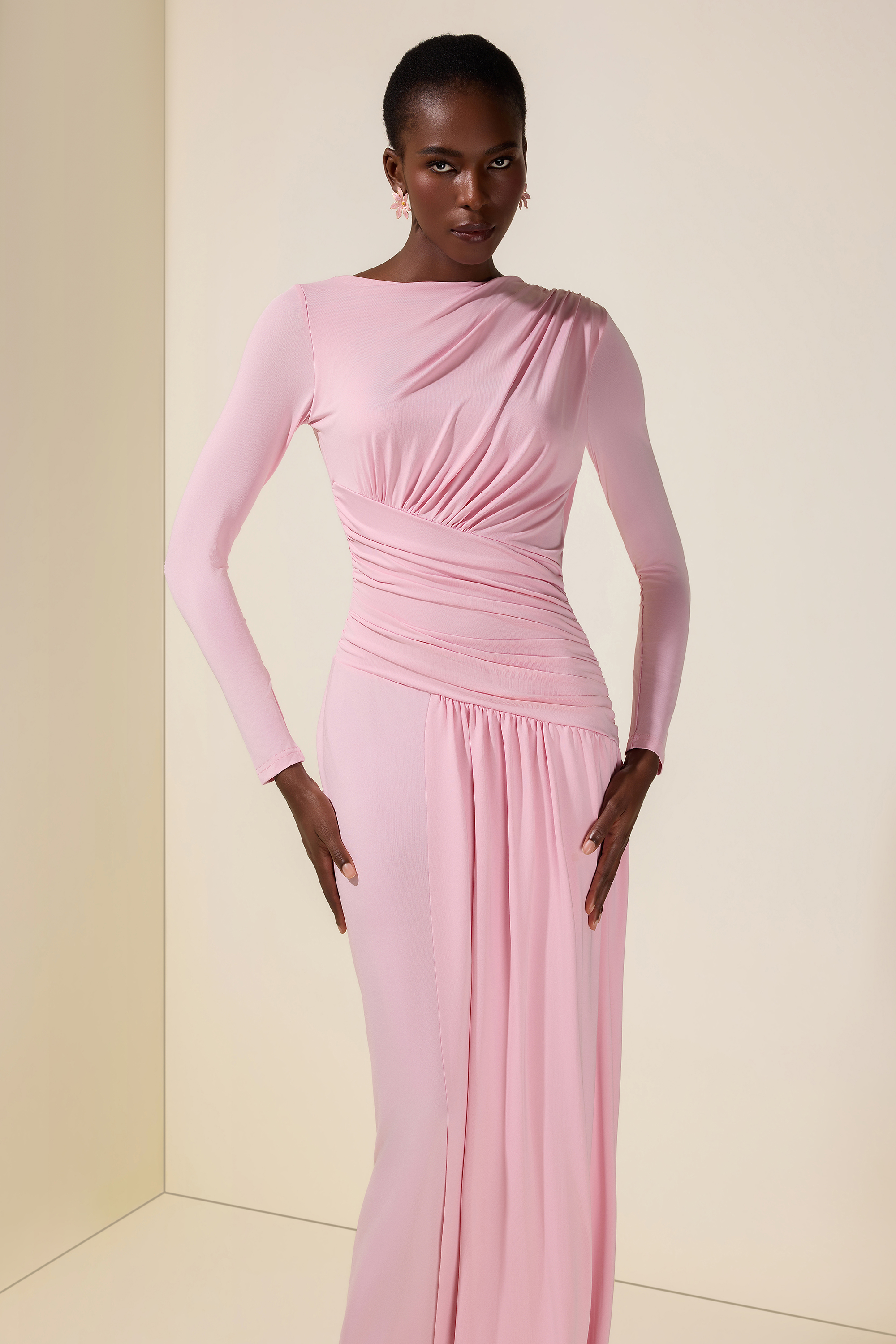 Jersey Long Sleeve Maxi Dress
