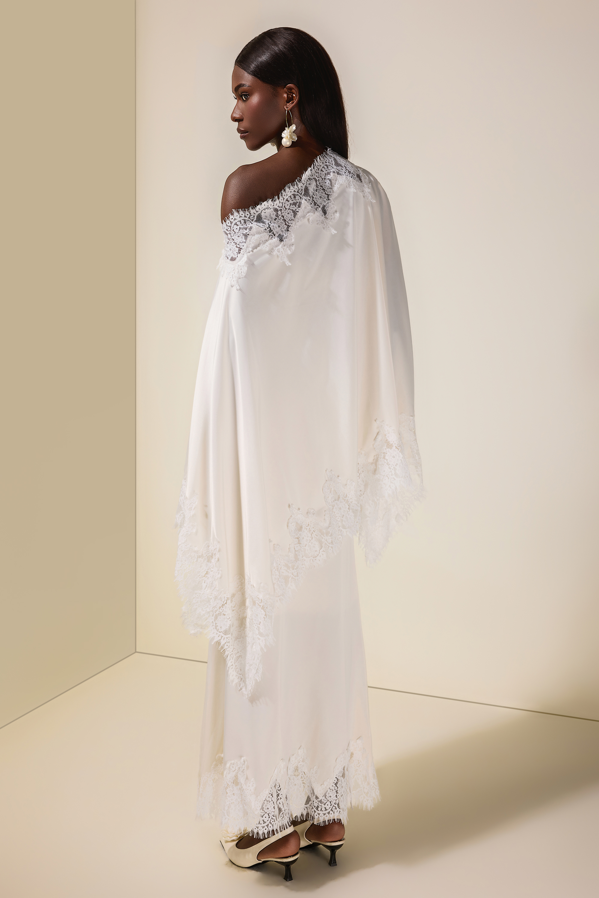 Satin Lace One Shoulder Top & Maxi Skirt Set