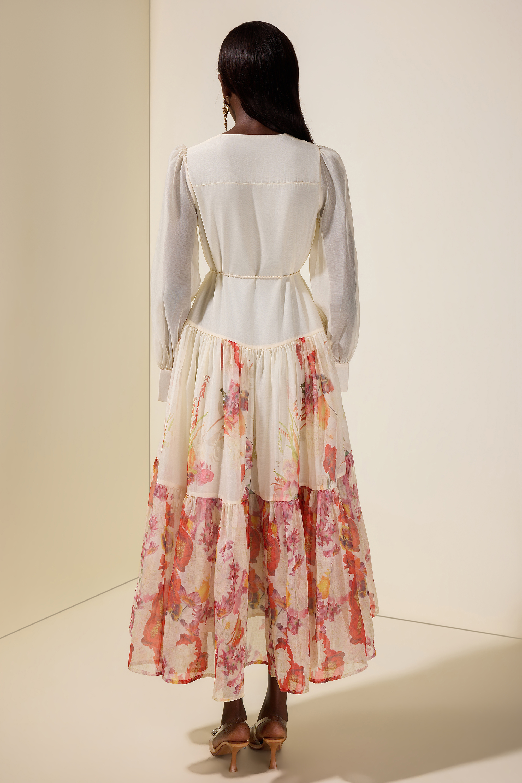 Floral Single Breasted Long Sleeve Maxi Dress