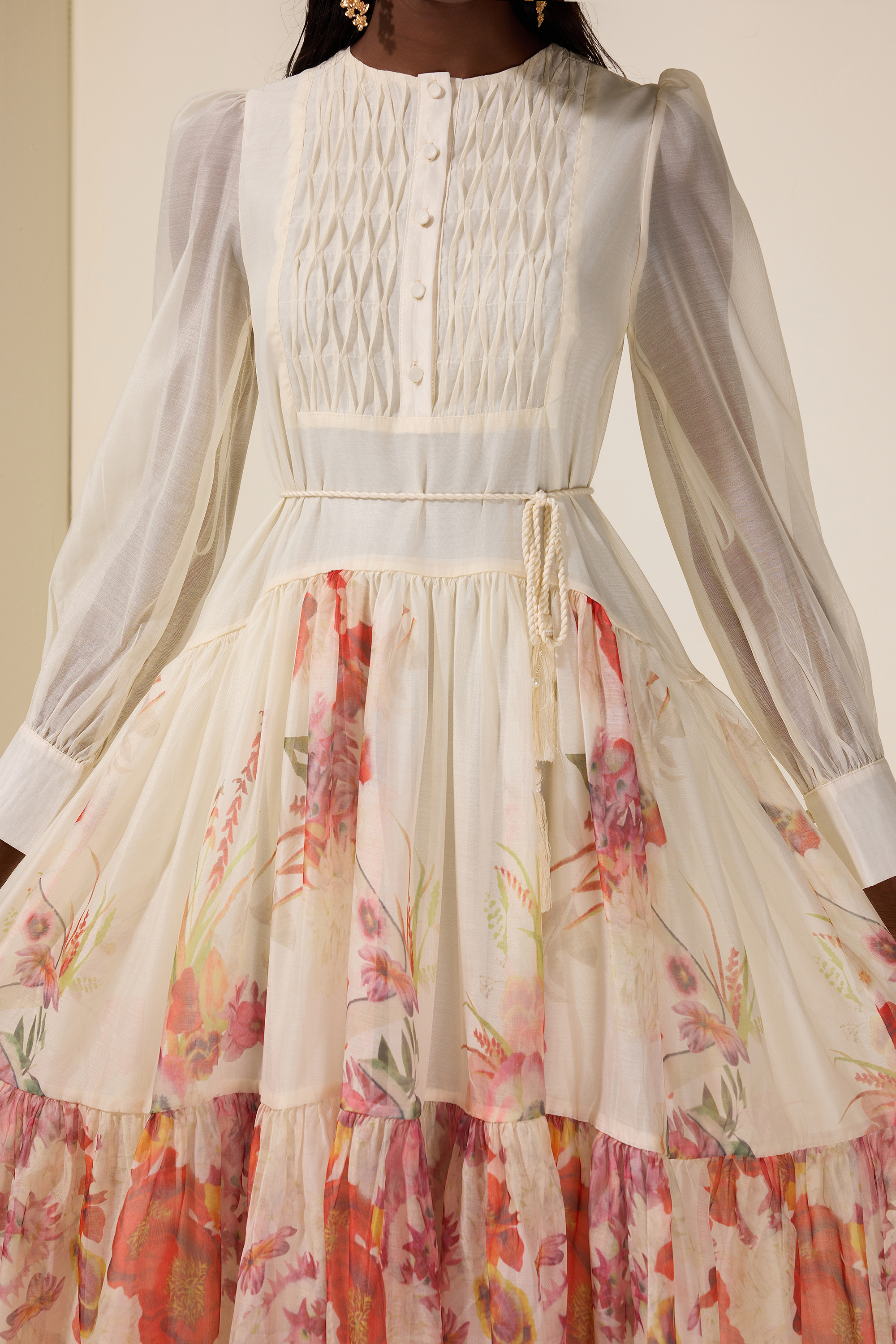 Floral Single Breasted Long Sleeve Maxi Dress