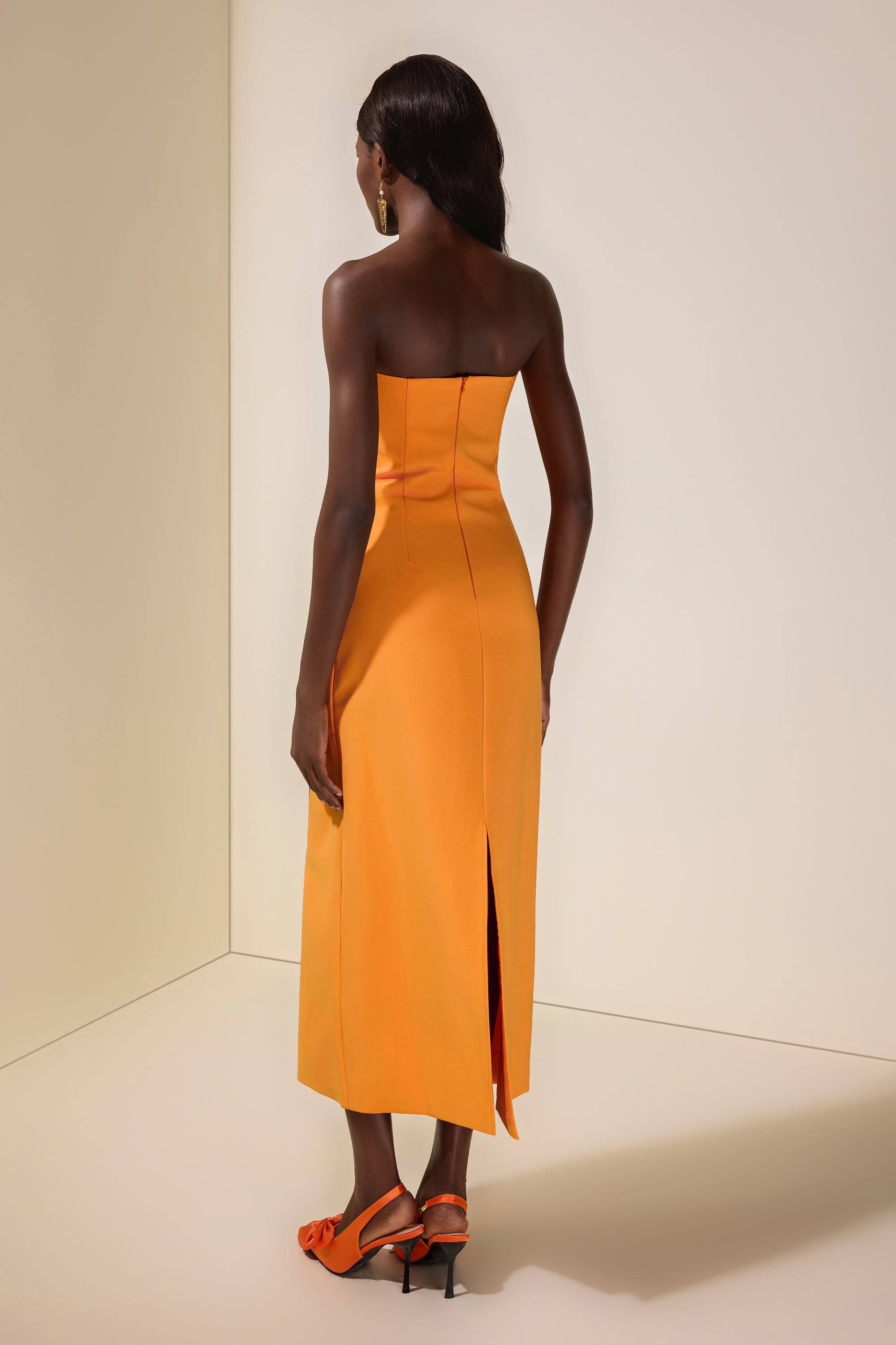 Appliquéd Off-Shoulder Sleeveless Midi Dress