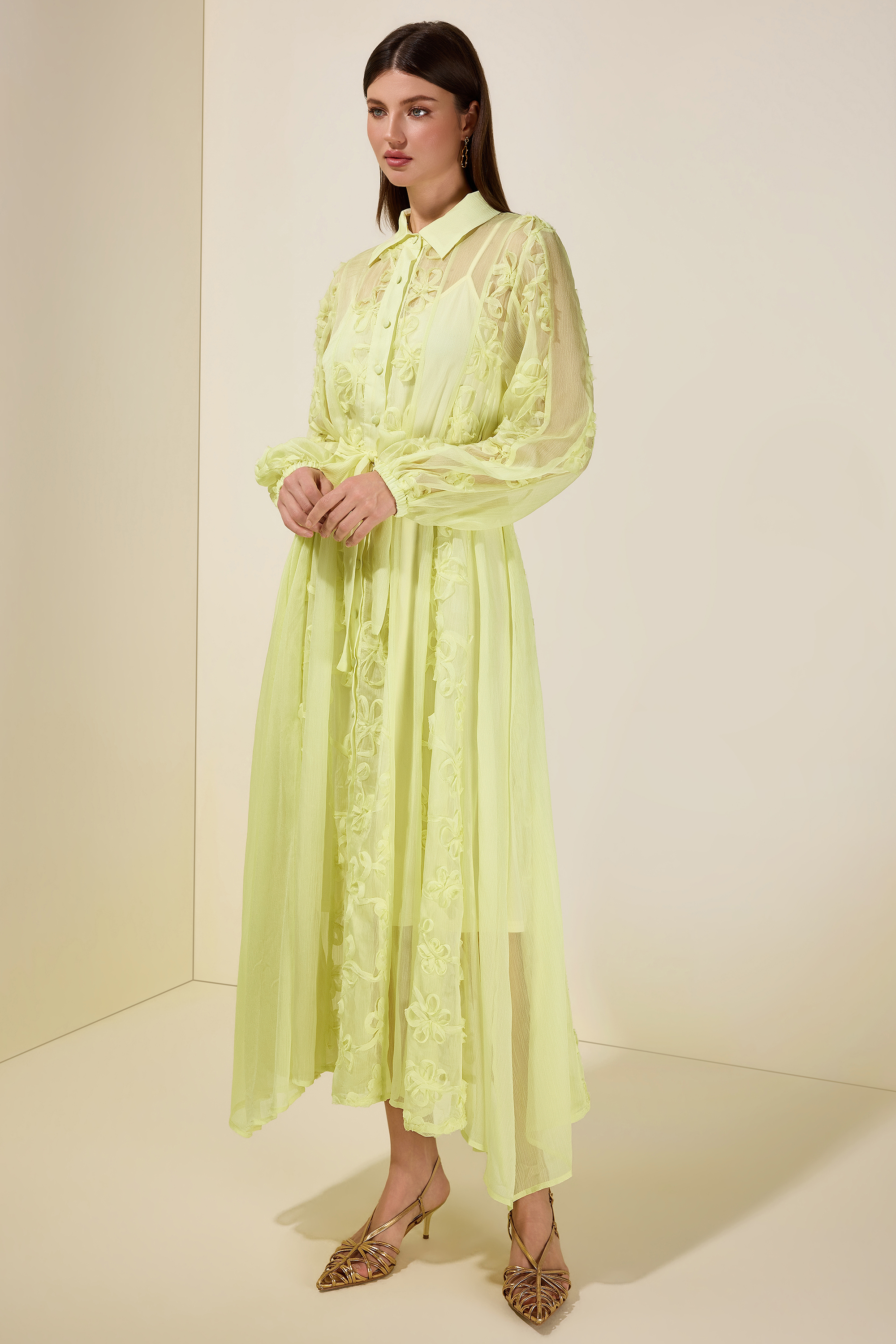 Jacquard Flapped Single-Breasted Midi Dress