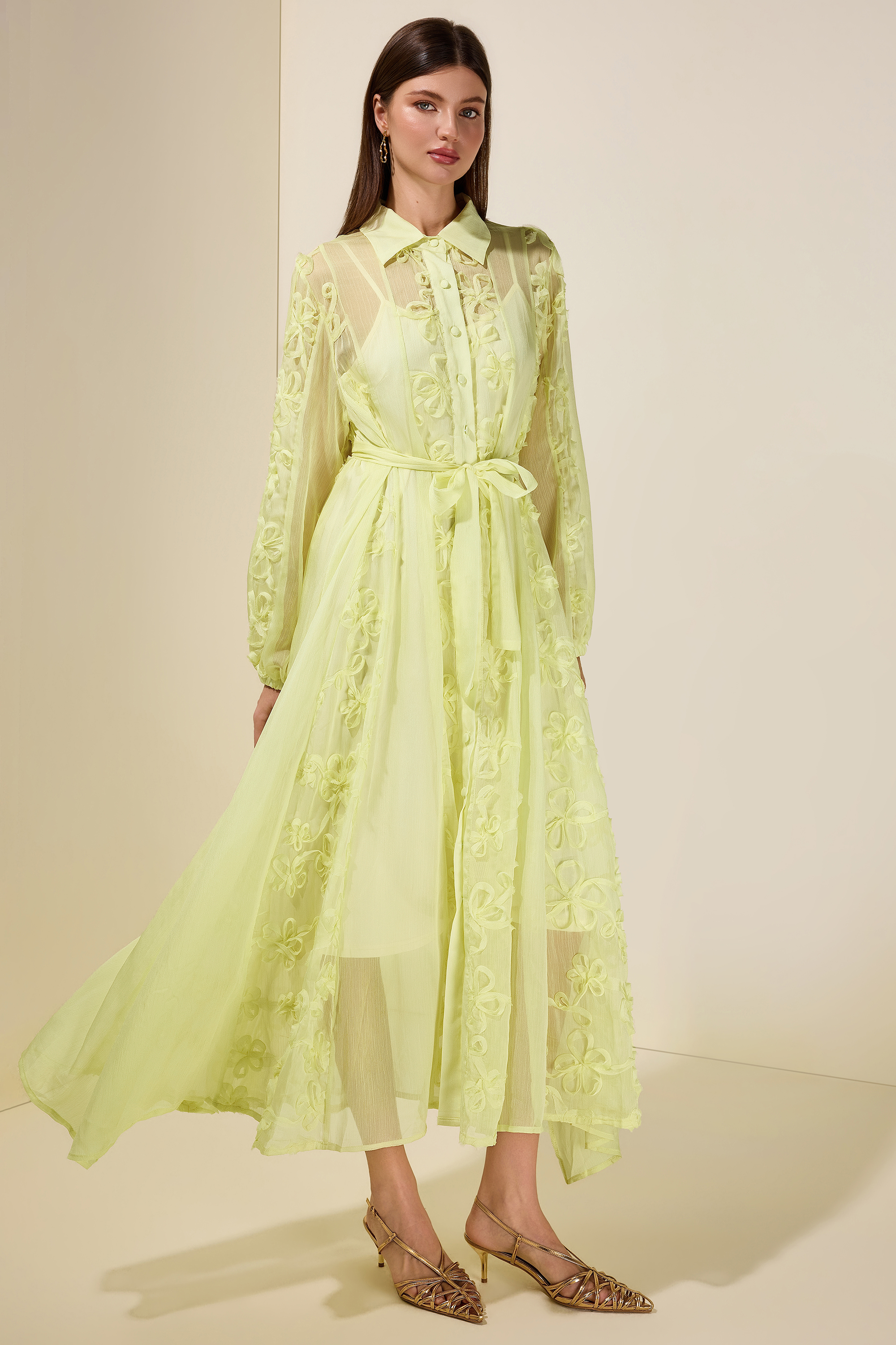 Jacquard Flapped Single-Breasted Midi Dress