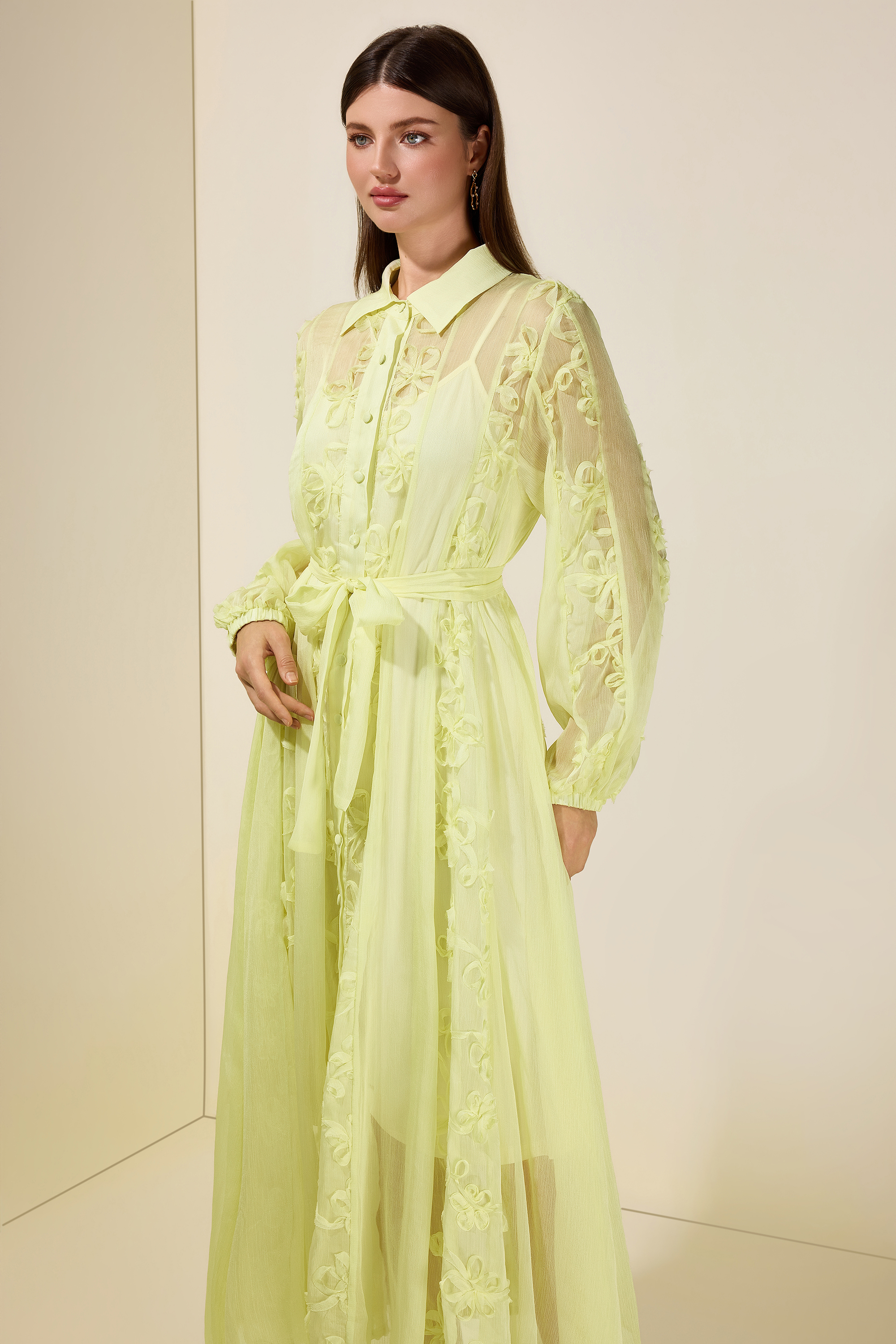 Jacquard Flapped Single-Breasted Midi Dress