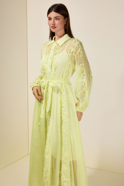 Jacquard Flapped Single-Breasted Midi Dress