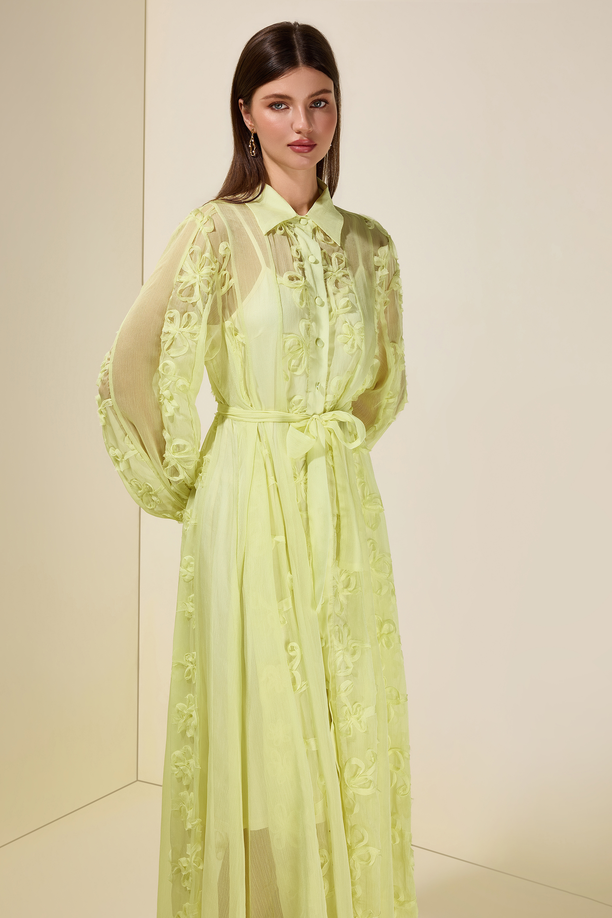 Jacquard Flapped Single-Breasted Midi Dress