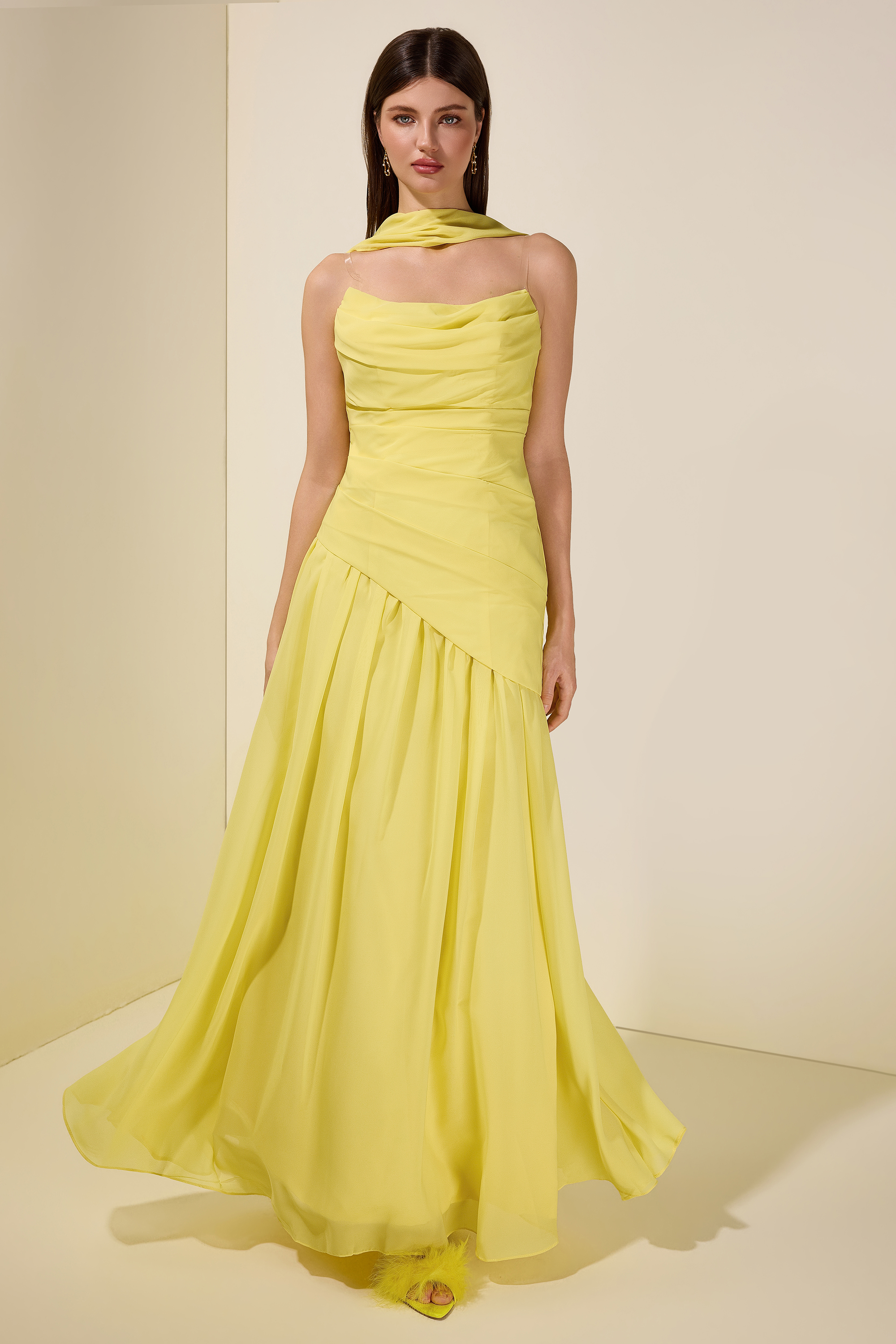 long dress shoulder off Giselle Off Shoulder Cowl Neck Maxi Dress - White