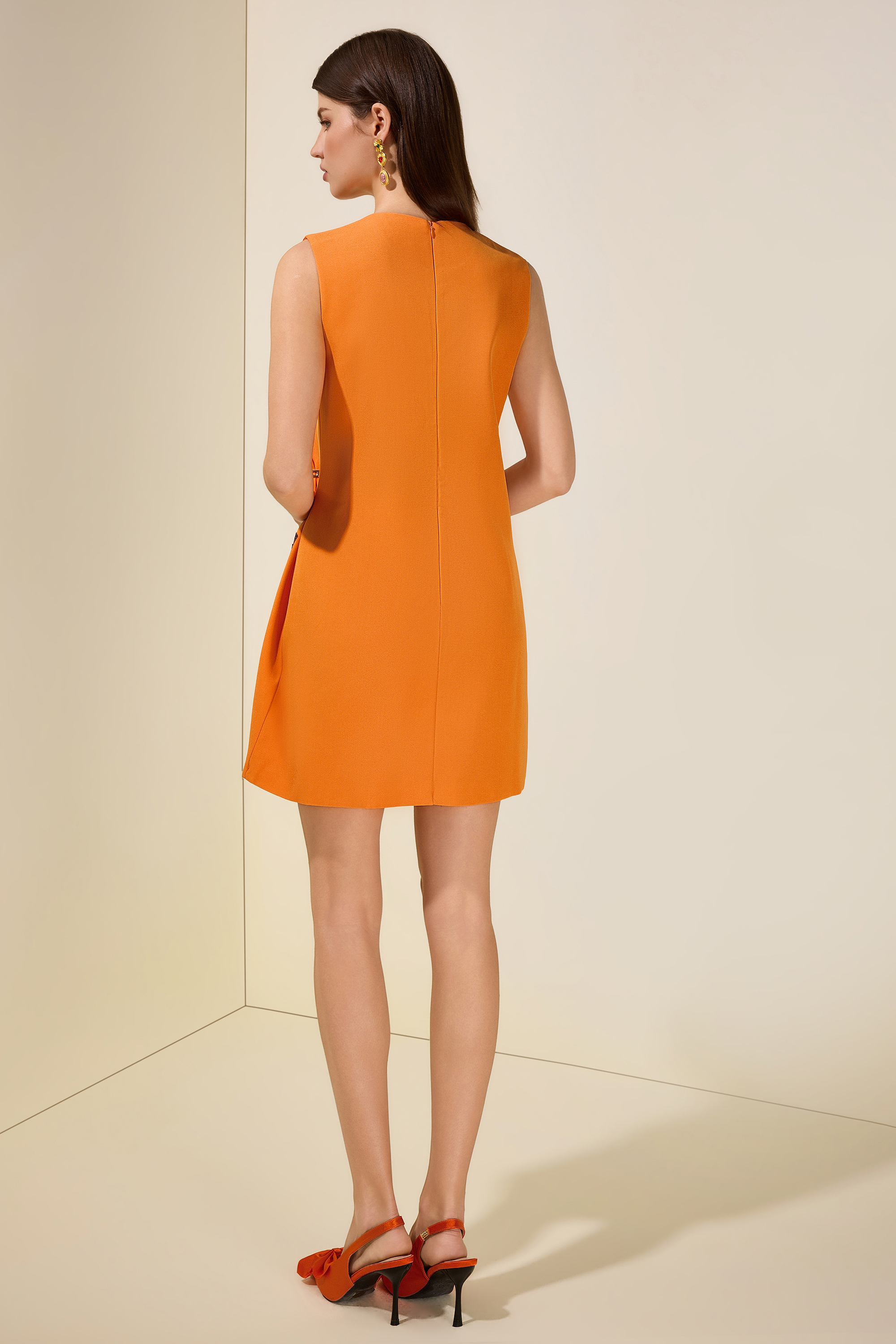 Appliquéd Round Neck Sleeveless Mini Dress