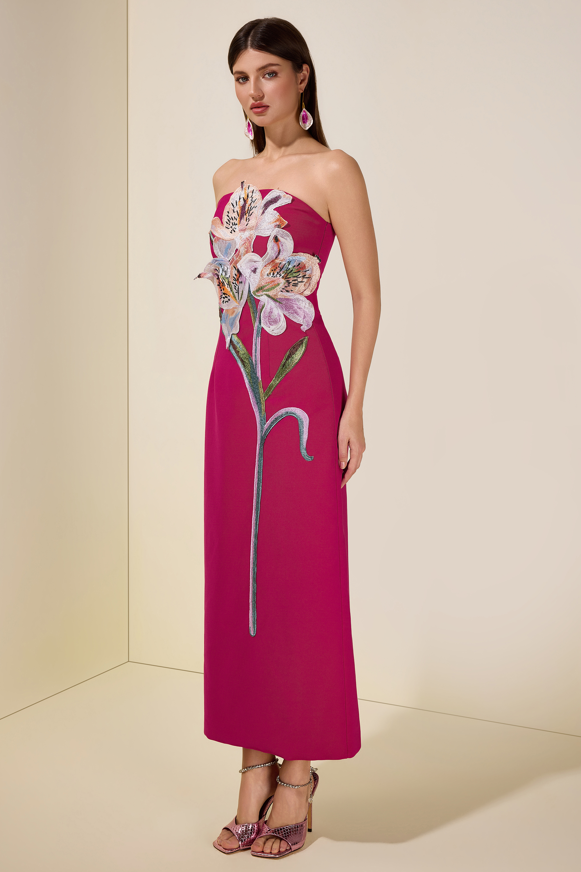 Embroidered Off-Shoulder Midi Dress