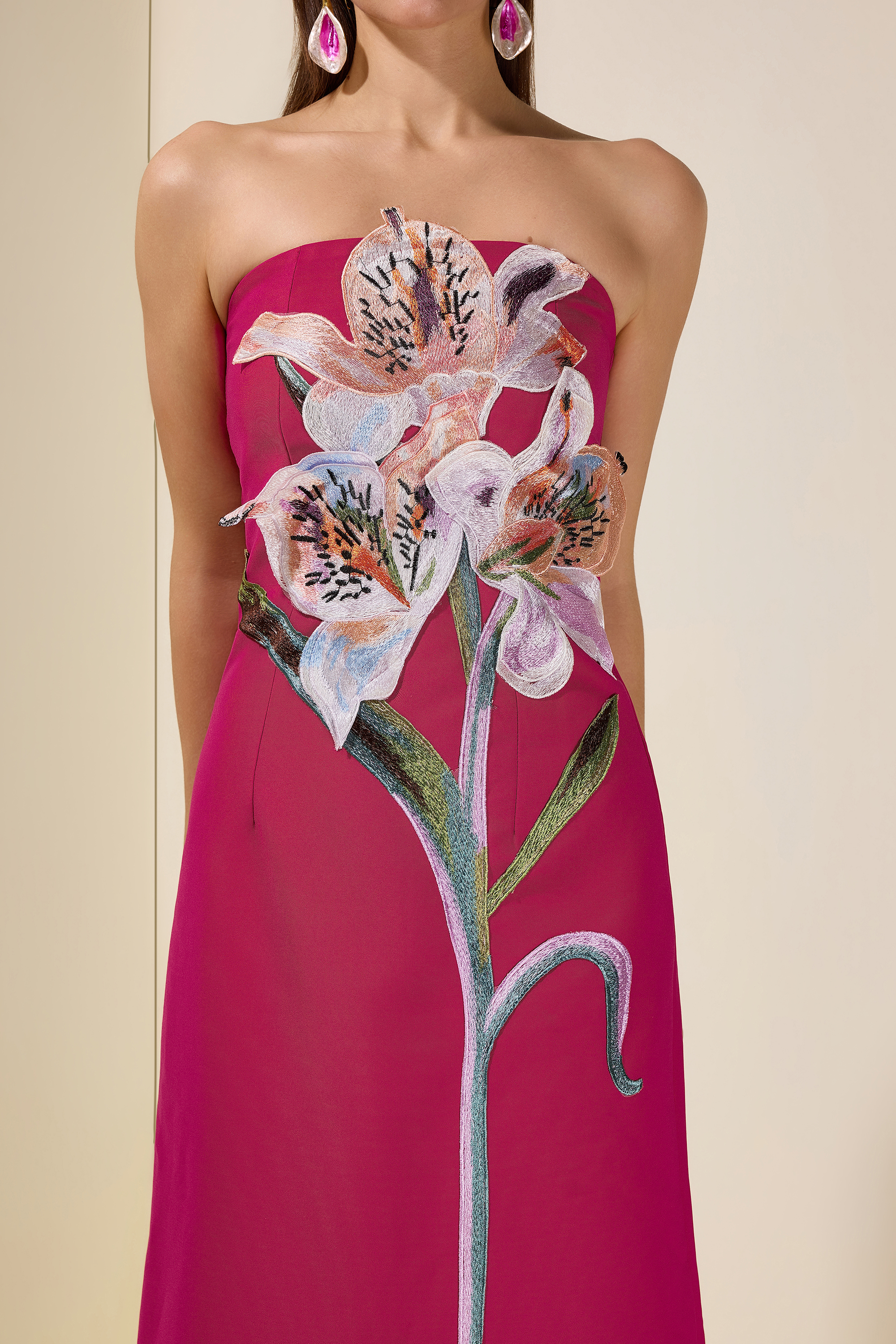 Embroidered Off-Shoulder Midi Dress