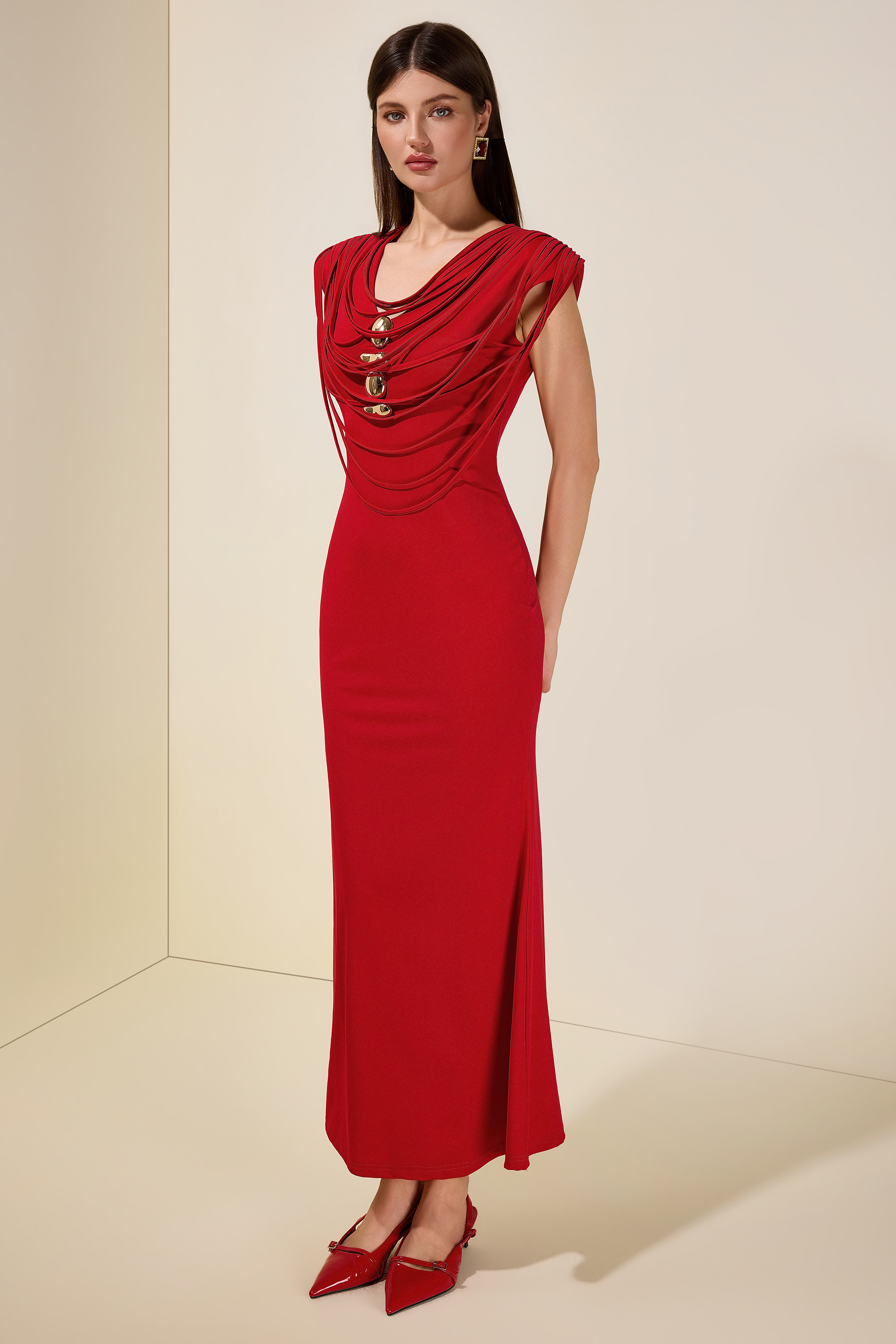 Metal Decorations  Tassel Midi Dress