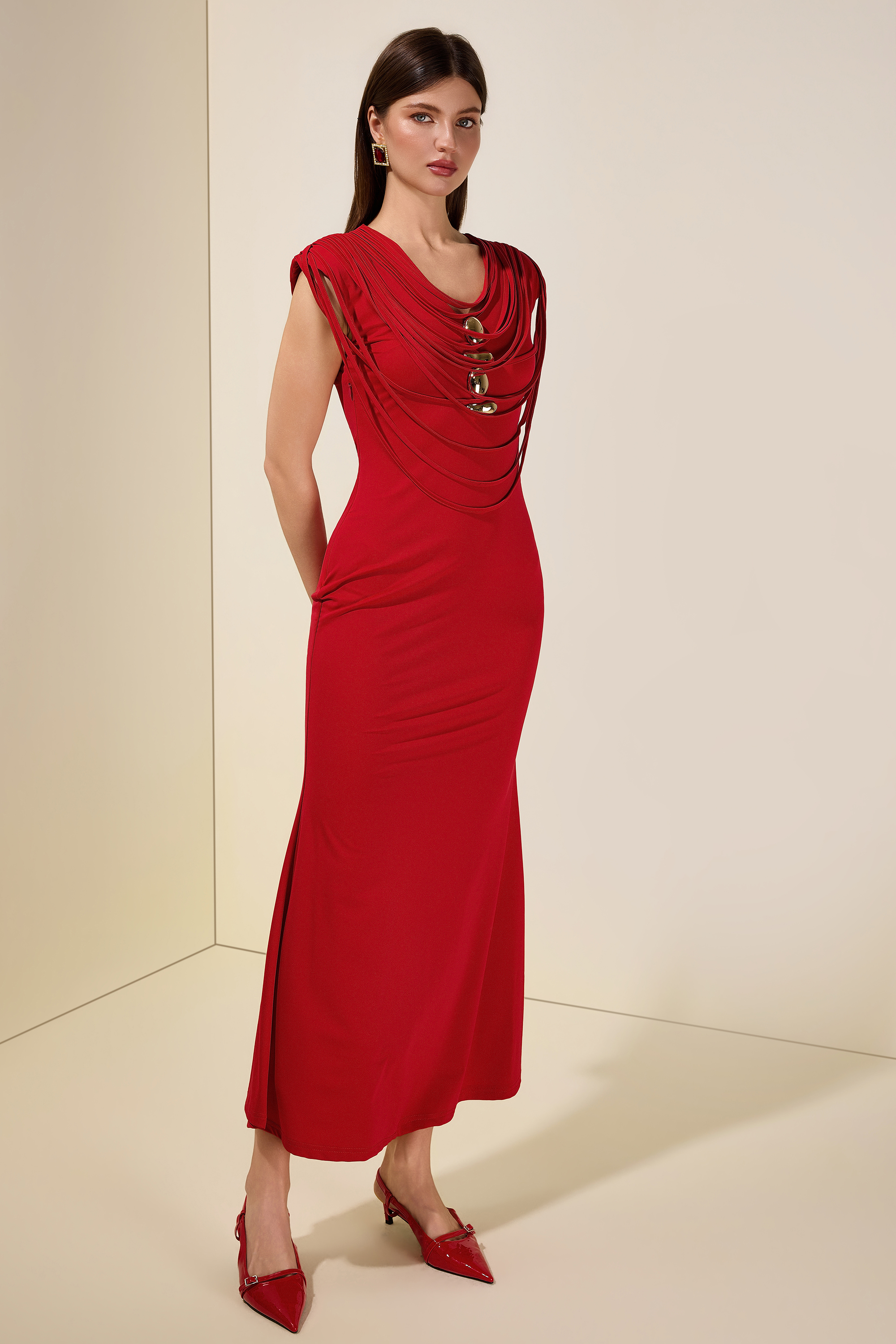 Metal Decorations  Tassel Midi Dress