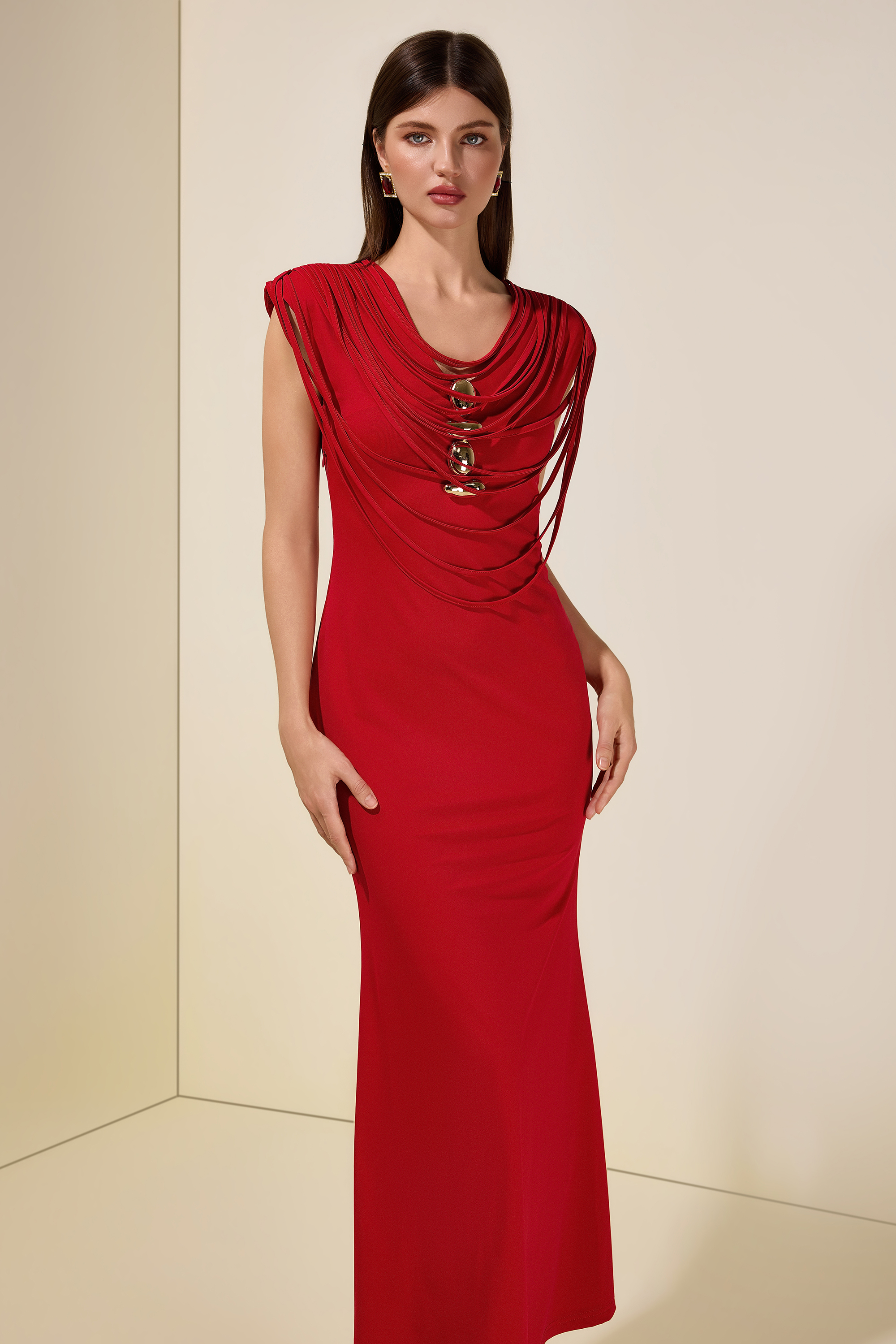 Metal Decorations  Tassel Midi Dress