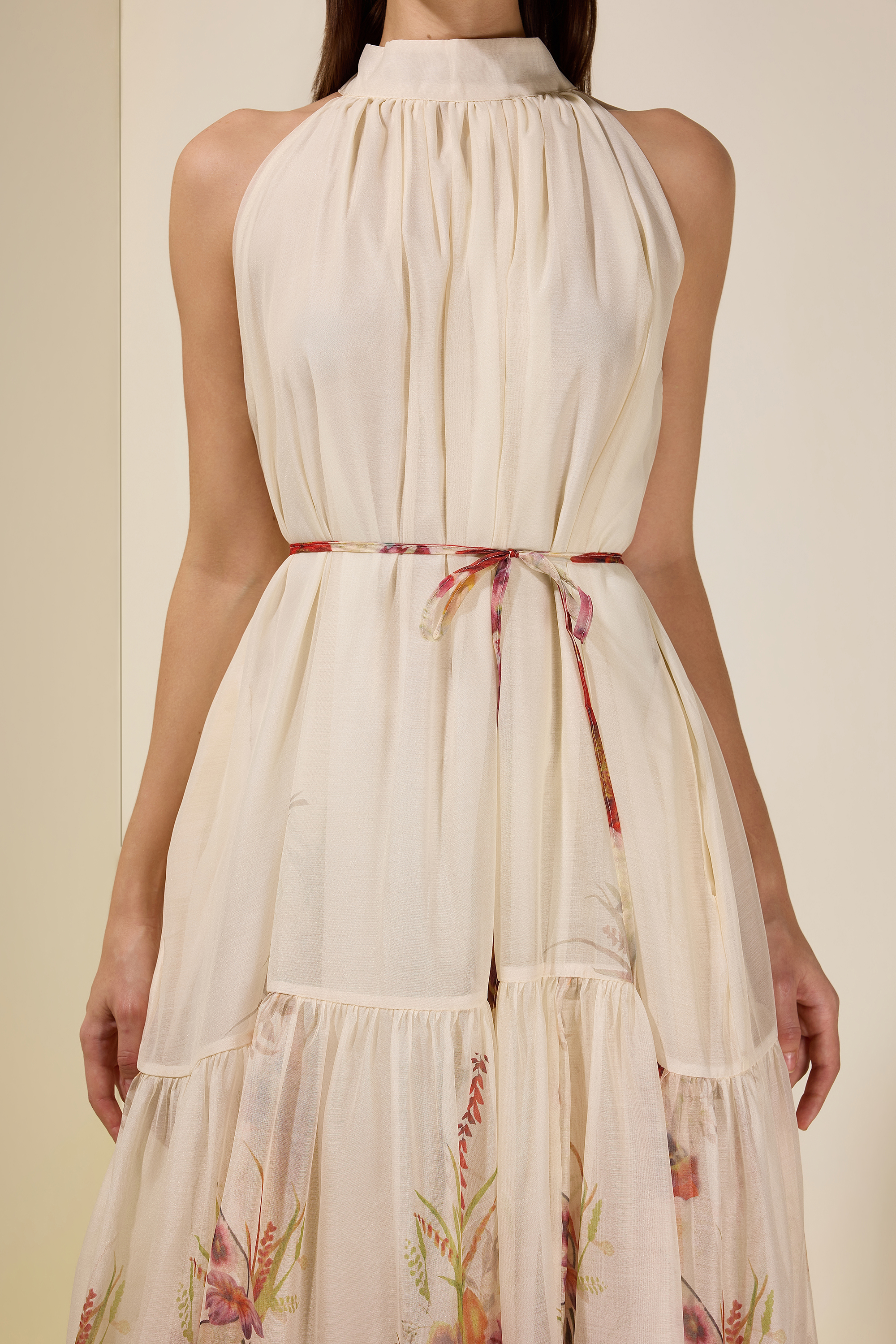 Floral Chiffon Sleeveless Maxi Dress