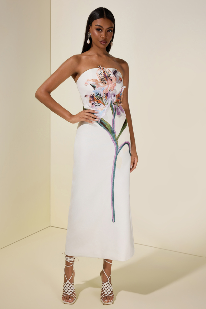 Embroidered Off-Shoulder Midi Dress