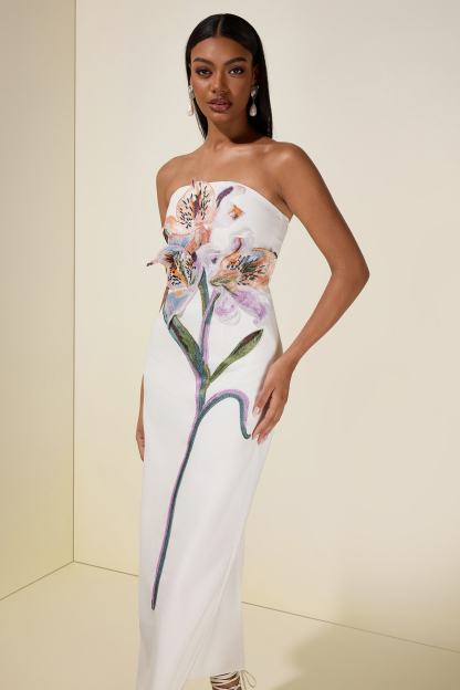 Embroidered Off-Shoulder Midi Dress